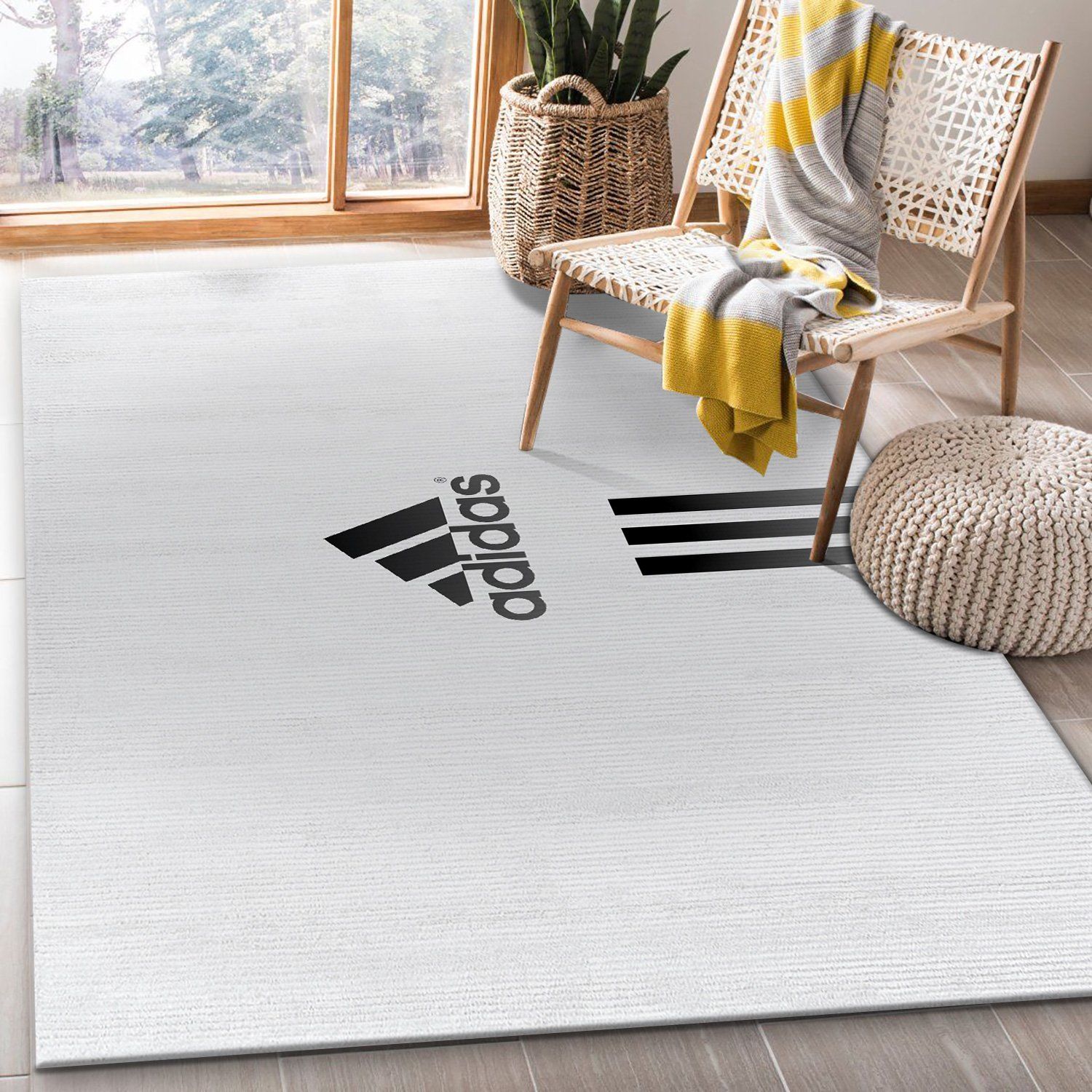 Adidas Area Rug For Christmas Fashion Brand Rug Living Room Rug Family Gift US Decor