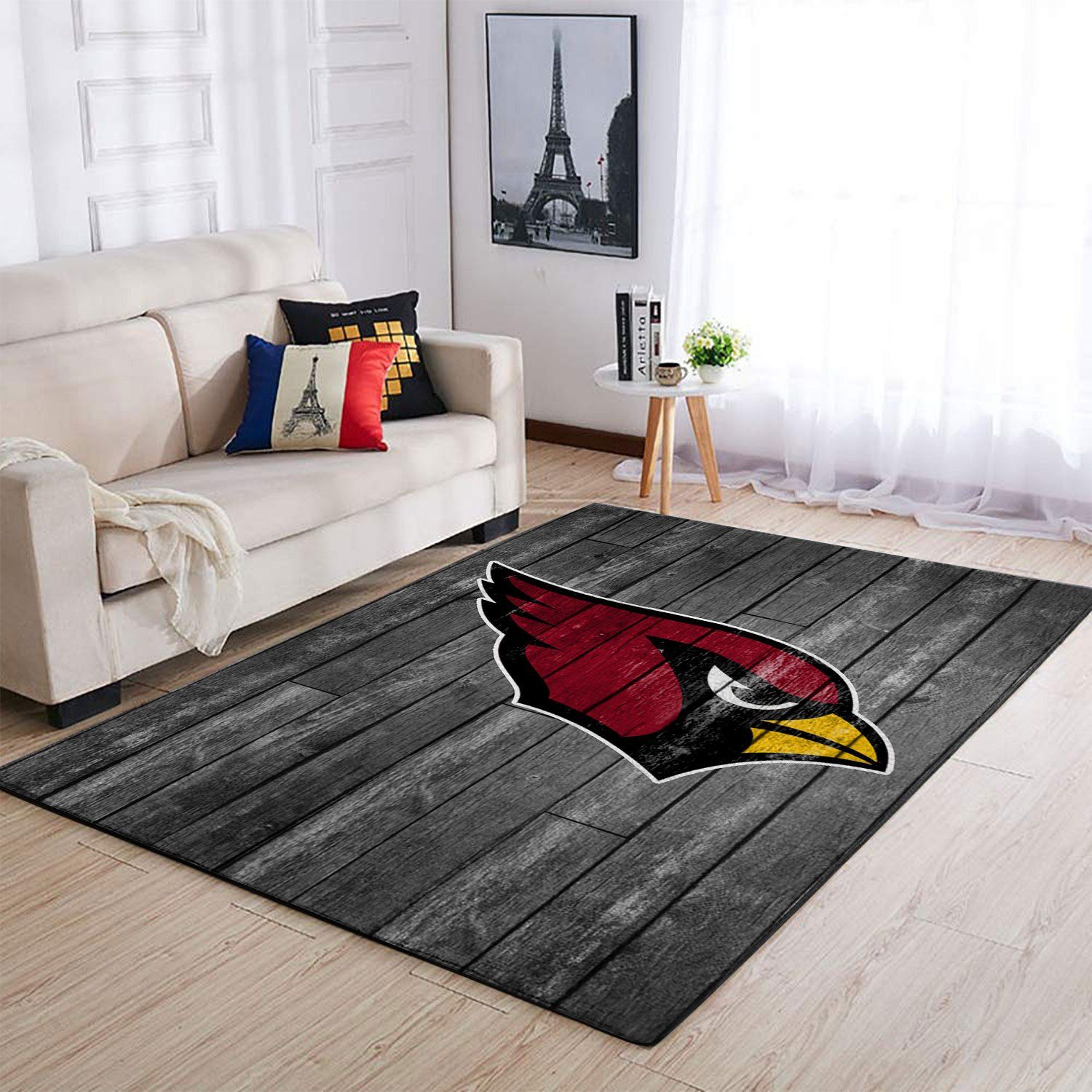 Arizona Cardinals Nfl Team Logo Grey Wooden Style Style Nice Gift Home Decor Rectangle Area Rug