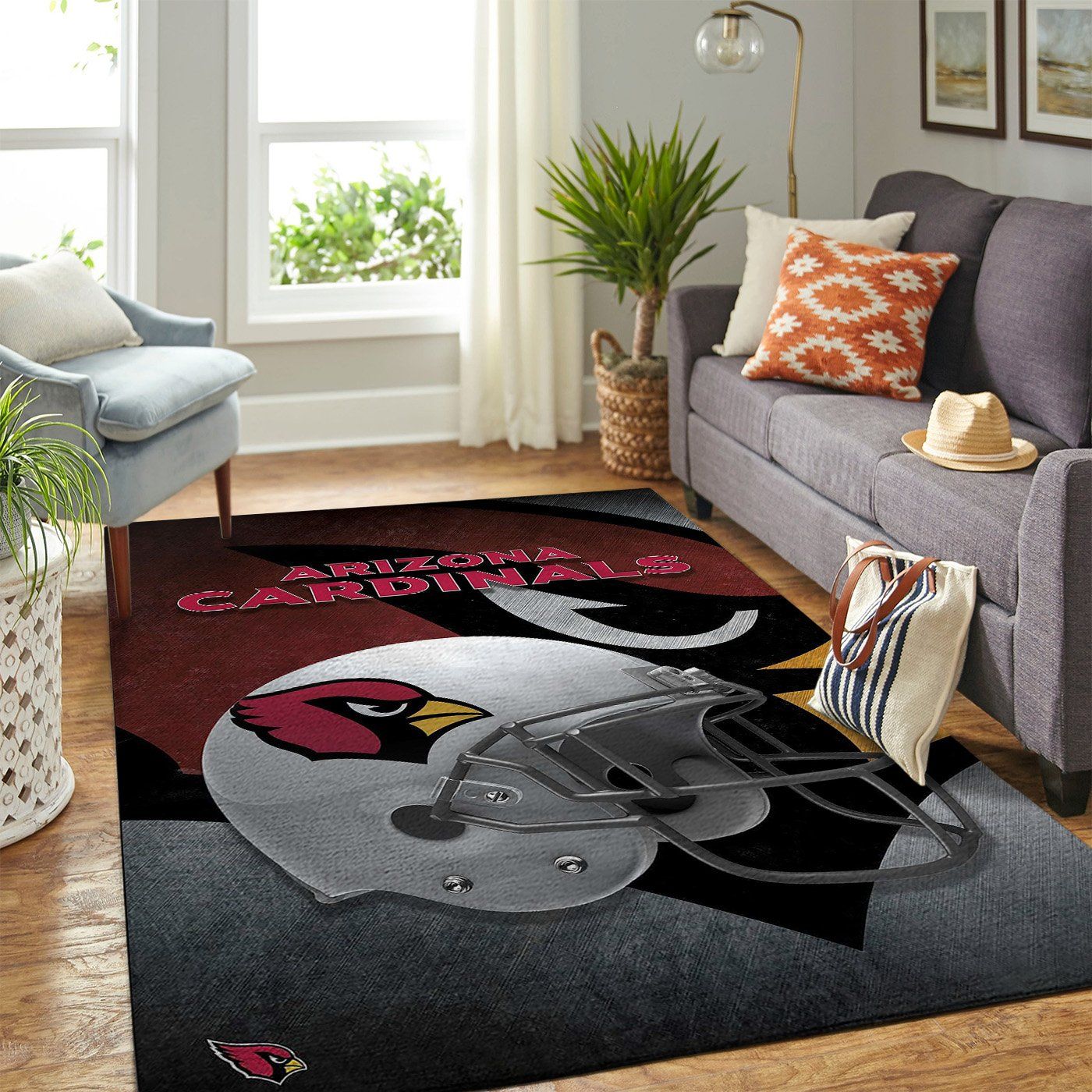 Arizona Cardinals Nfl Team Logo Helmet Style Nice Gift Home Decor Rectangle Area Rug