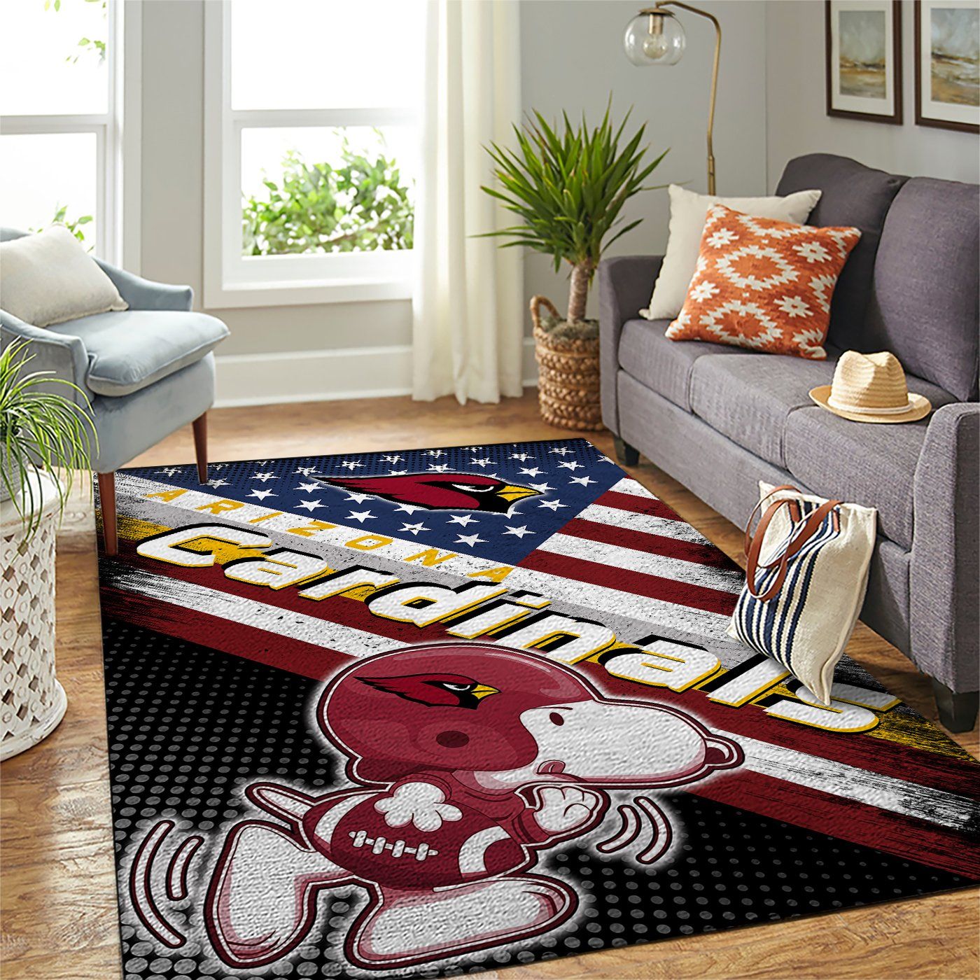 Arizona Cardinals Nfl Team Logo Snoopy Us Style Nice Gift Home Decor Rectangle Area Rug