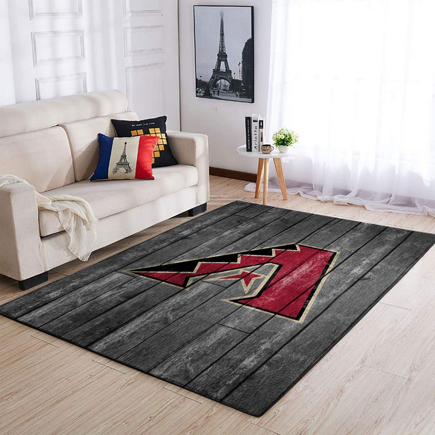 Arizona Diamondbacks Mlb Team Logo Grey Wooden Style Style Nice Gift Home Decor Rectangle Area Rug