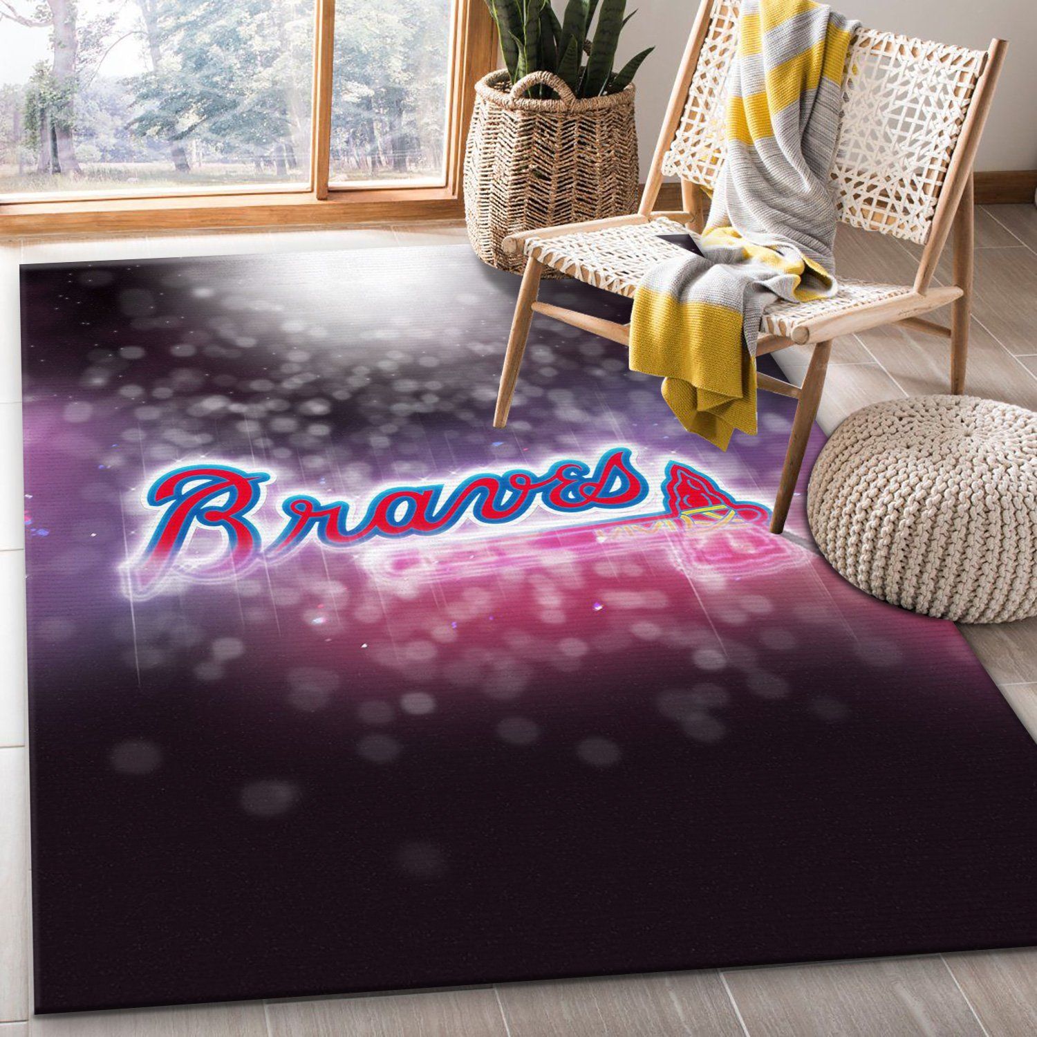 Atlanta Braves NFL Area Rug Bedroom Rug Floor Decor Home Decor