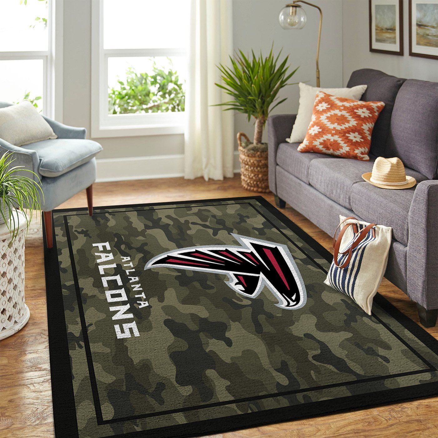 Atlanta Falcons Nfl Team Logo Camo Style Nice Gift Home Decor Rectangle Area Rug