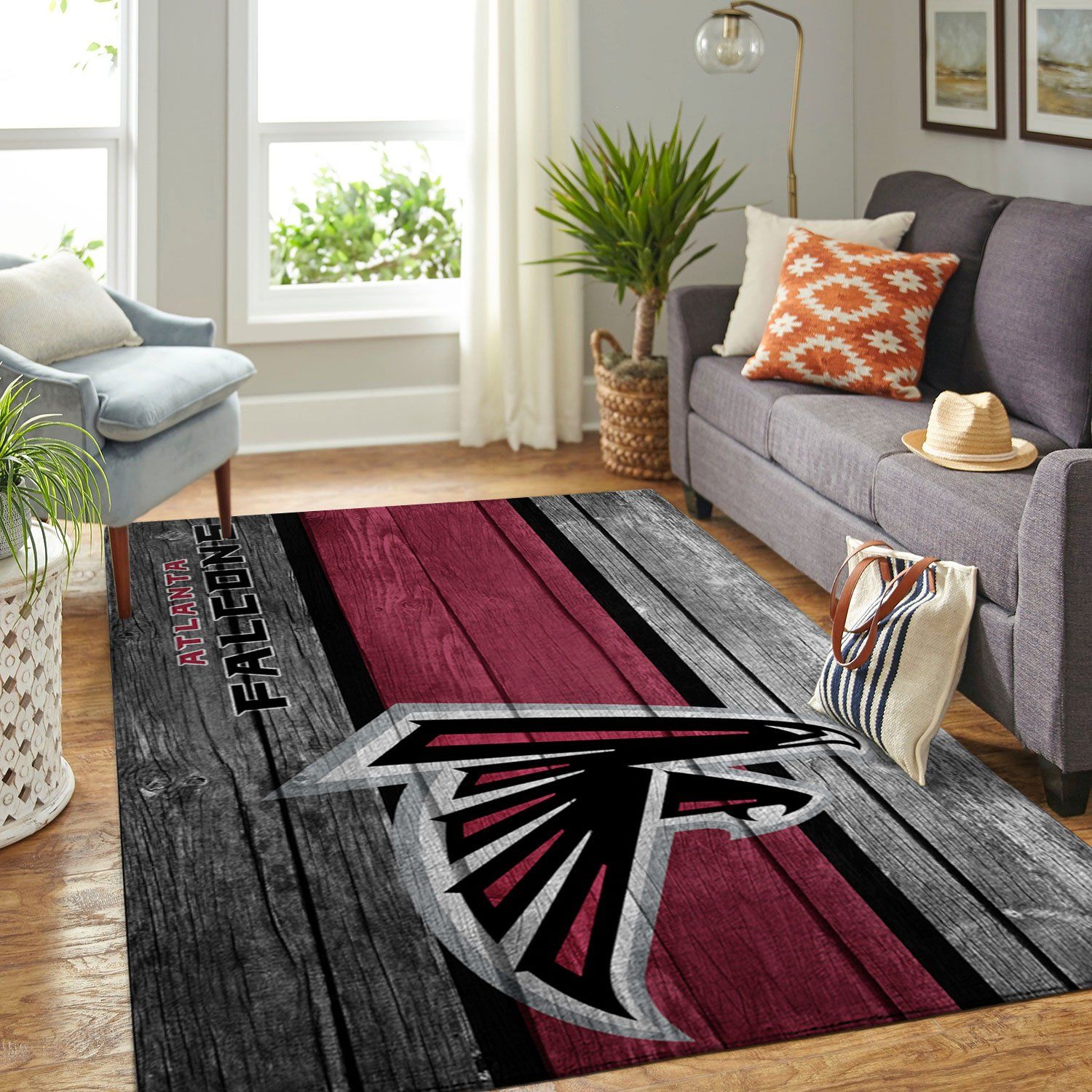 Atlanta Falcons Nfl Team Logo Wooden Style Style Nice Gift Home Decor Rectangle Area Rug