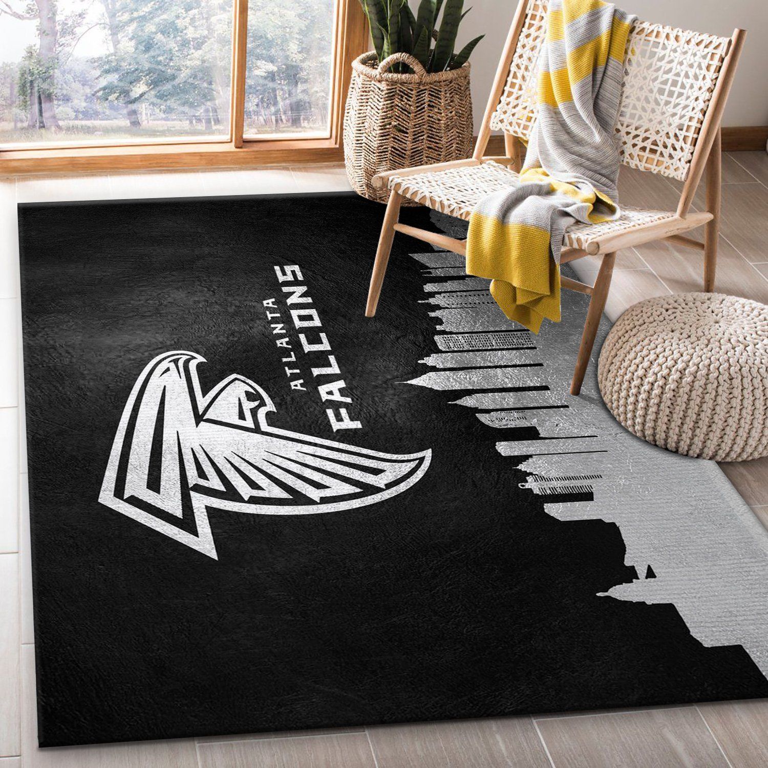 Atlanta Falcons Skyline NFL Area Rug, Living Room Rug, Home US Decor