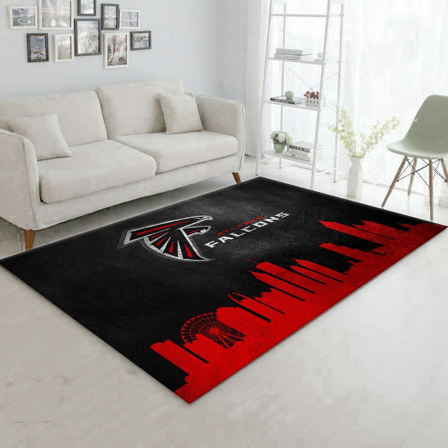 Atlanta Falcons Skyline NFL Team Logos Area Rug, Living Room Rug, Home US Decor