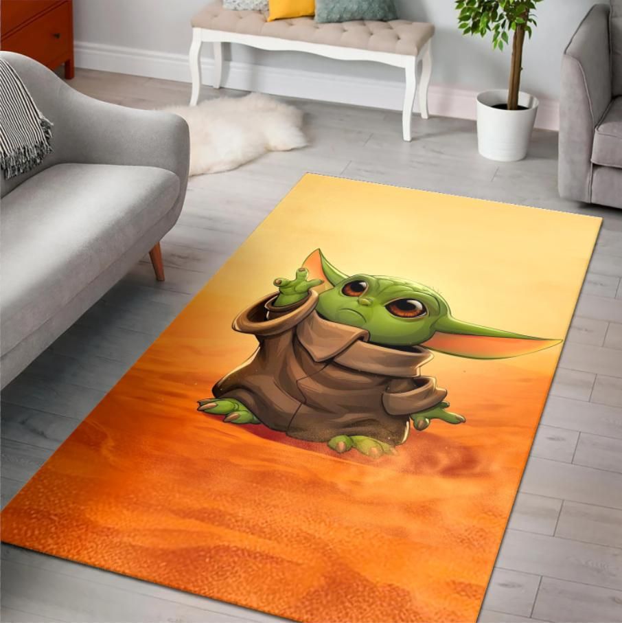 Baby Yoda Cute The Mandalorian Star Wars Movies Area Rug Rugs For Living Room Rug Home Decor