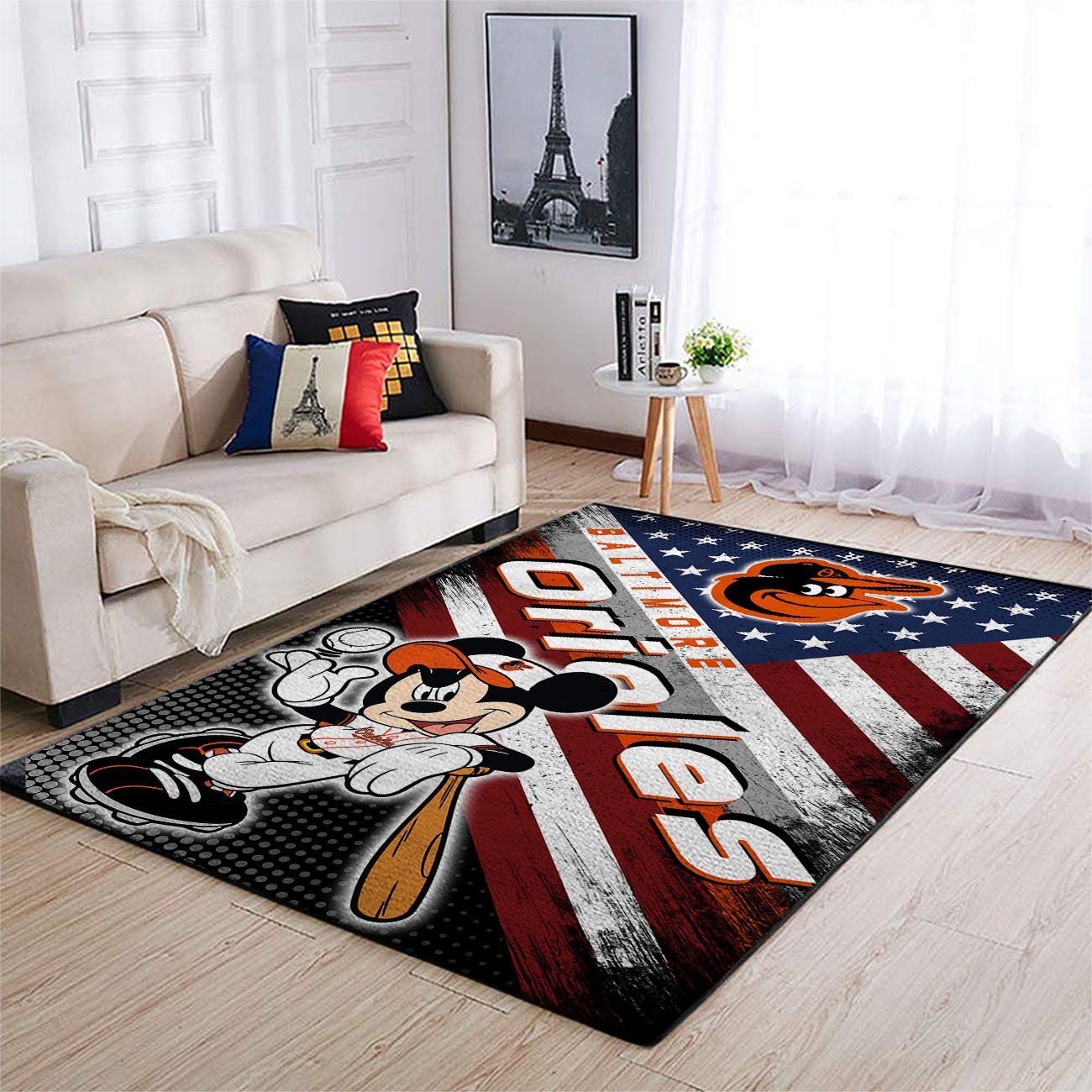 Baltimore Orioles Mlb Team Logo Mickey Us Style Nice Gift Home Decor Rectangle Area Rug