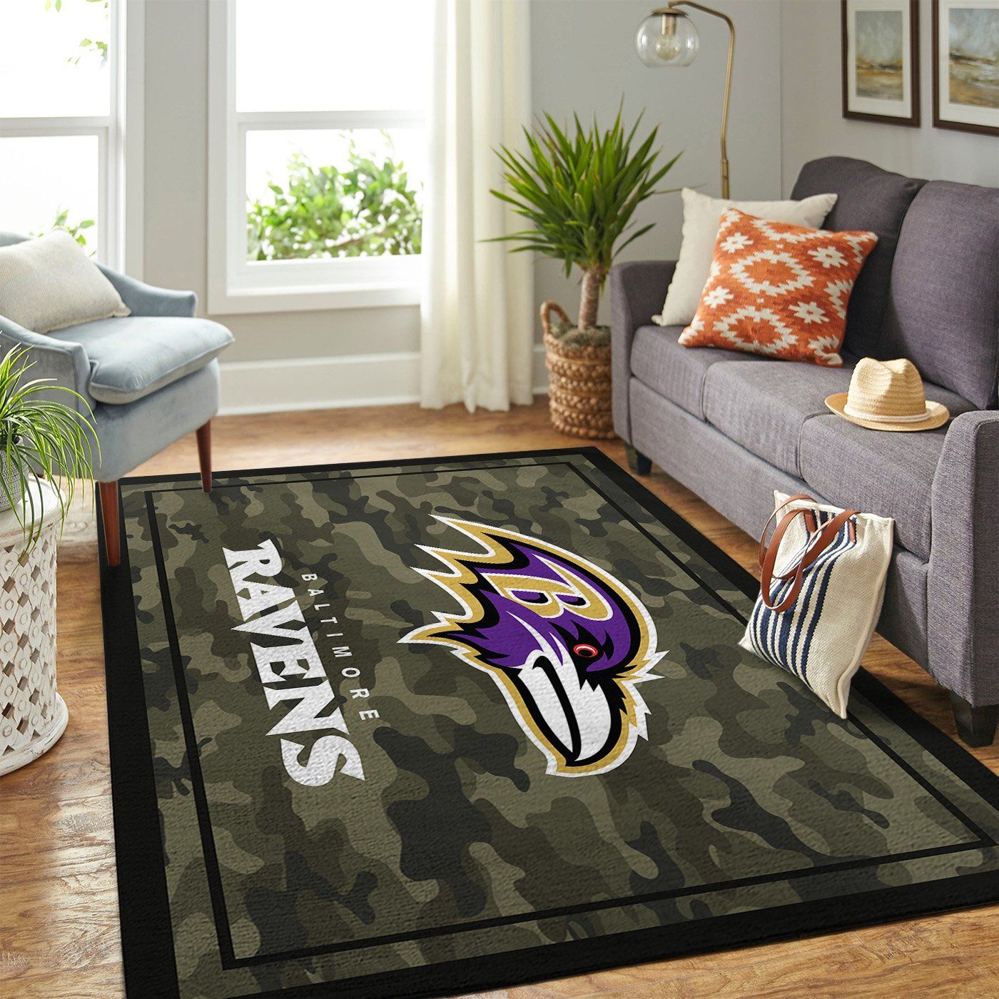 Baltimore Ravens Nfl Team Logo Camo Style Nice Gift Home Decor Area Rug Rugs For Living Room