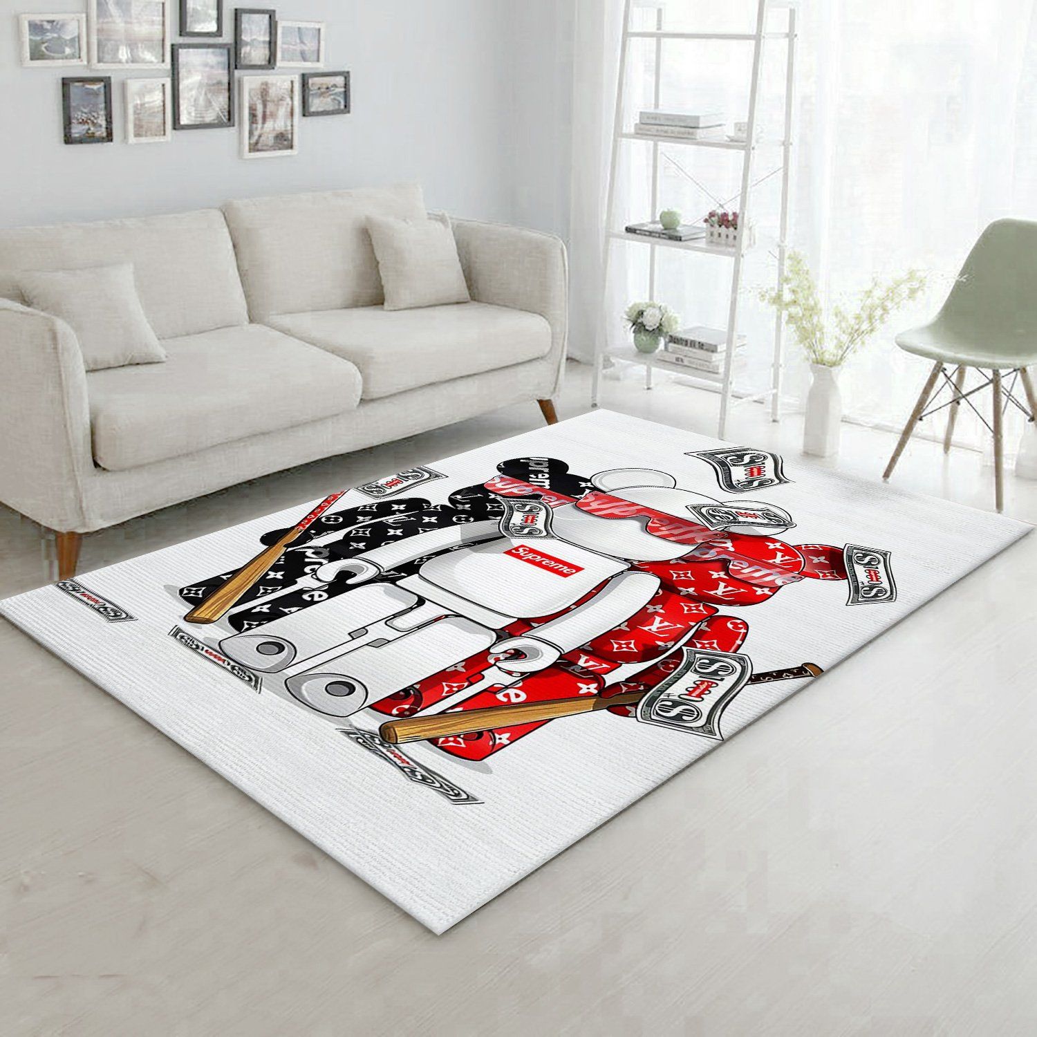 Supereme X Louis Vuitton Rug Living Room Rug US Gift Decor