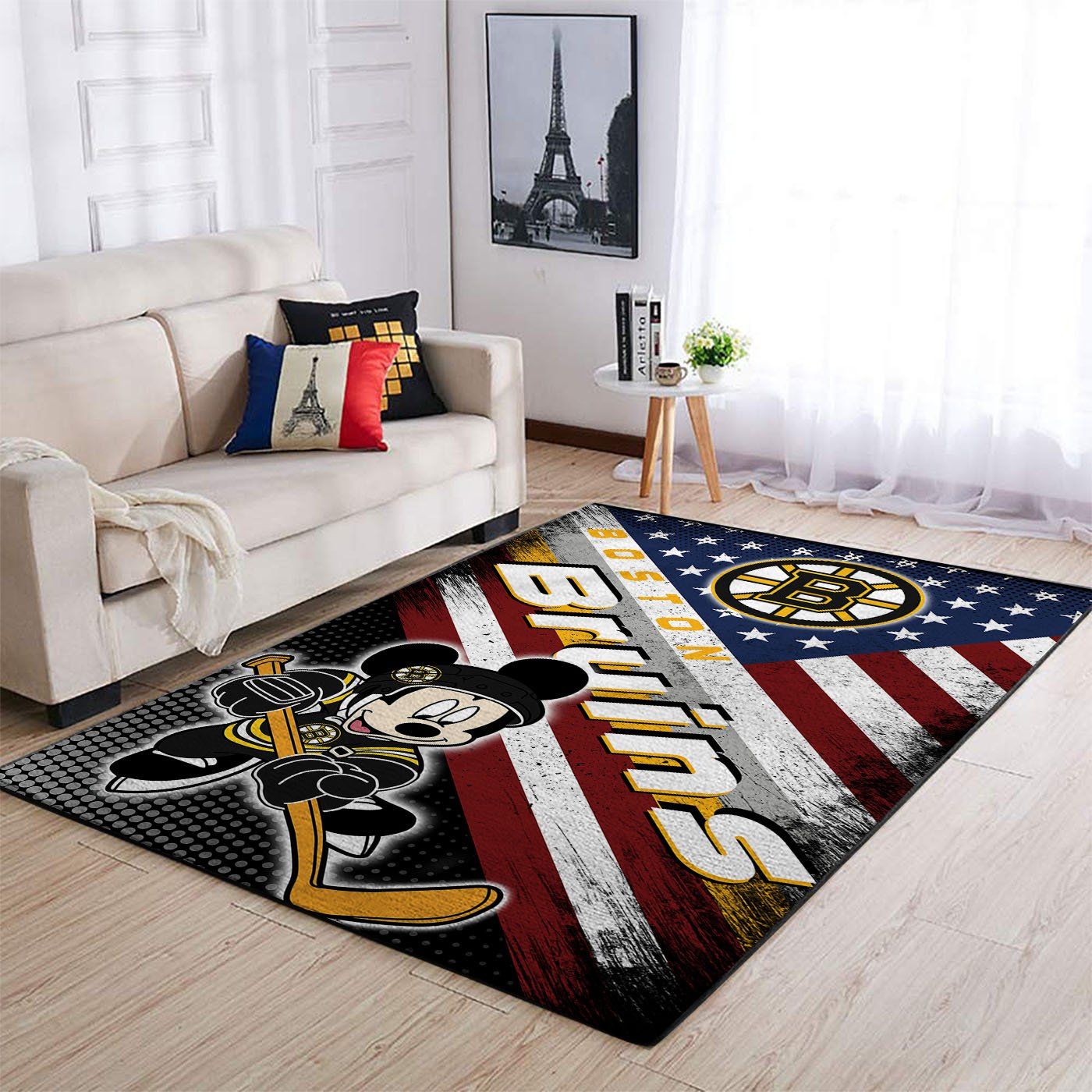 Boston Bruins Nhl Team Logo Mickey Us Style Nice Gift Home Decor Rectangle Area Rug