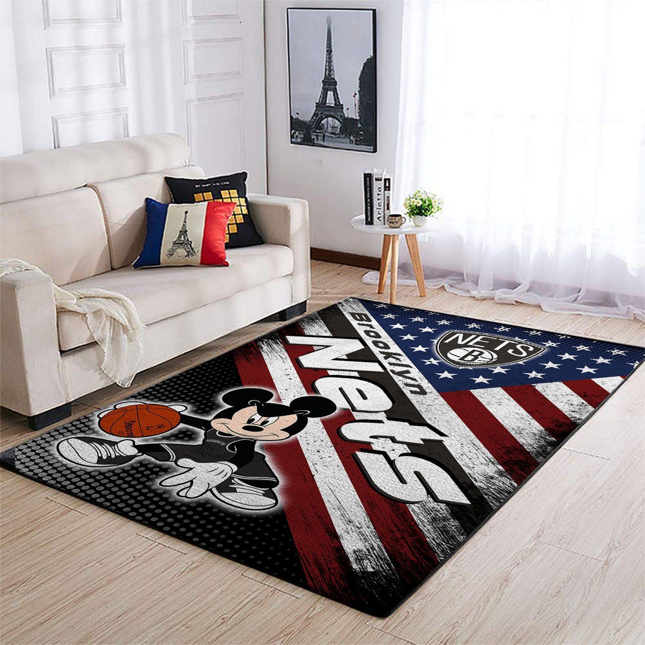 Brooklyn Nets Nba Team Logo Mickey Us Style Nice Gift Home Decor Rectangle Area Rug