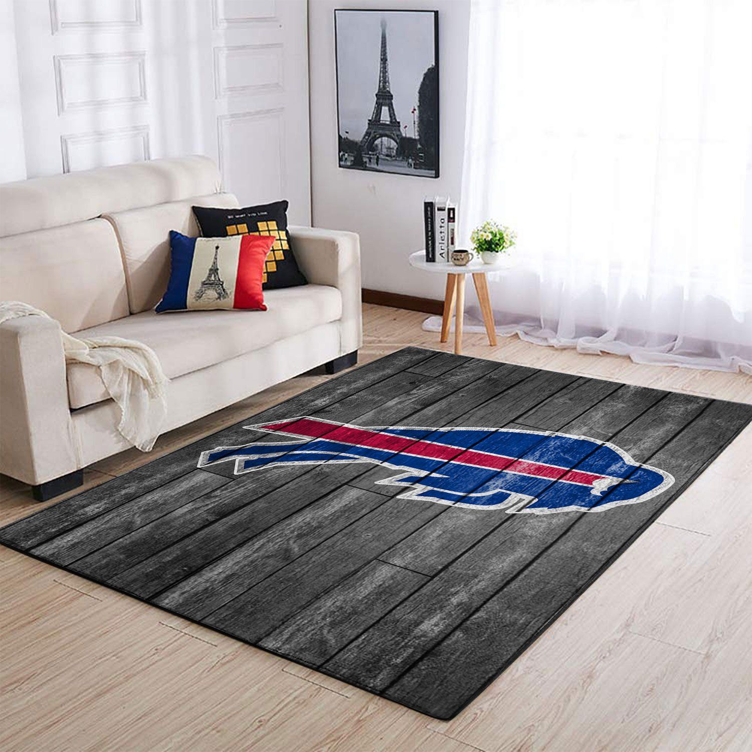 Buffalo Bills Nfl Team Logo Grey Wooden Style Style Nice Gift Home Decor Rectangle Area Rug