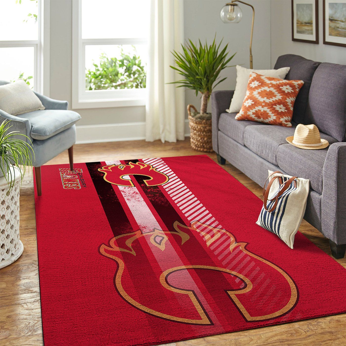 Calgary Flames Nhl Team Logo Nice Gift Home Decor Rectangle Area Rug