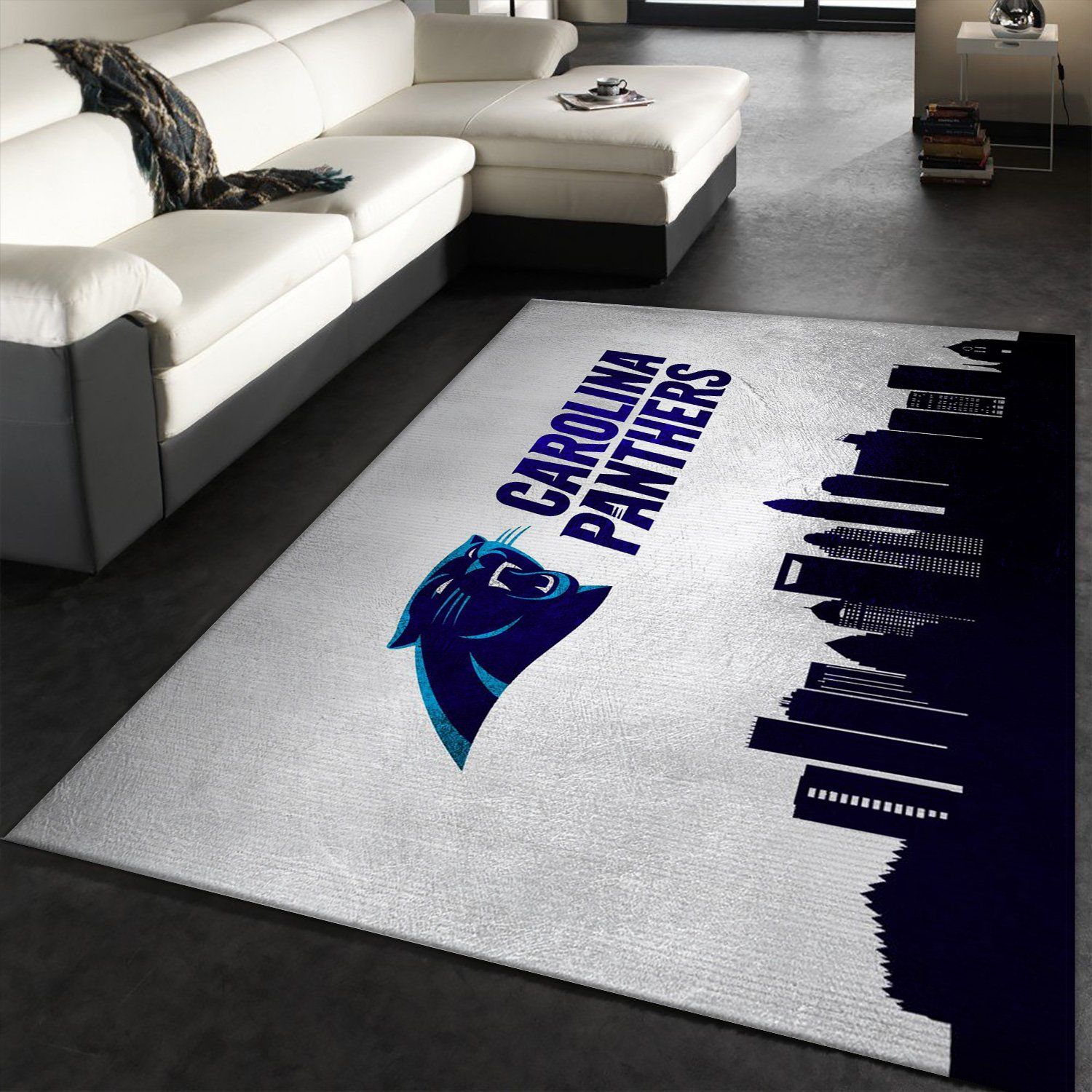 Carolina Panthers Skyline NFL Area Rug, Bedroom, Family Gift US Decor