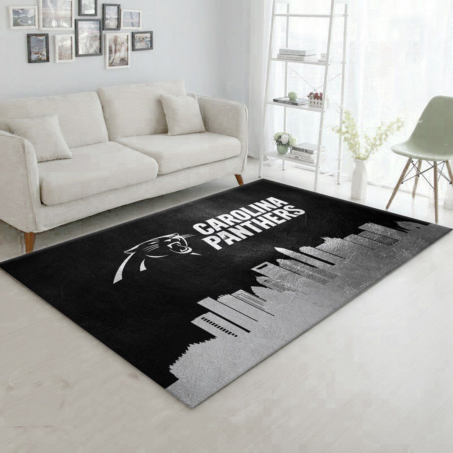 Carolina Panthers Skyline NFL Area Rug Carpet, Living room and bedroom Rug, US Gift Decor