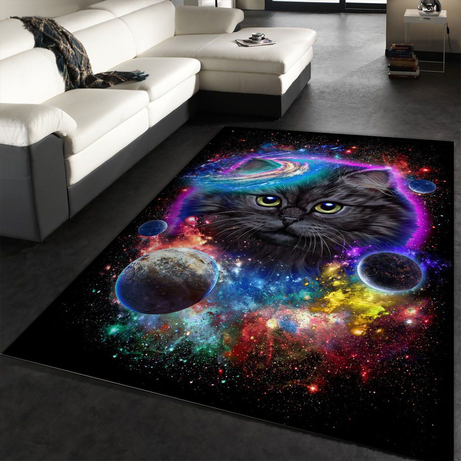 Cat In Galaxy Space Cosmos Area Rug For Christmas Bedroom Home US Decor