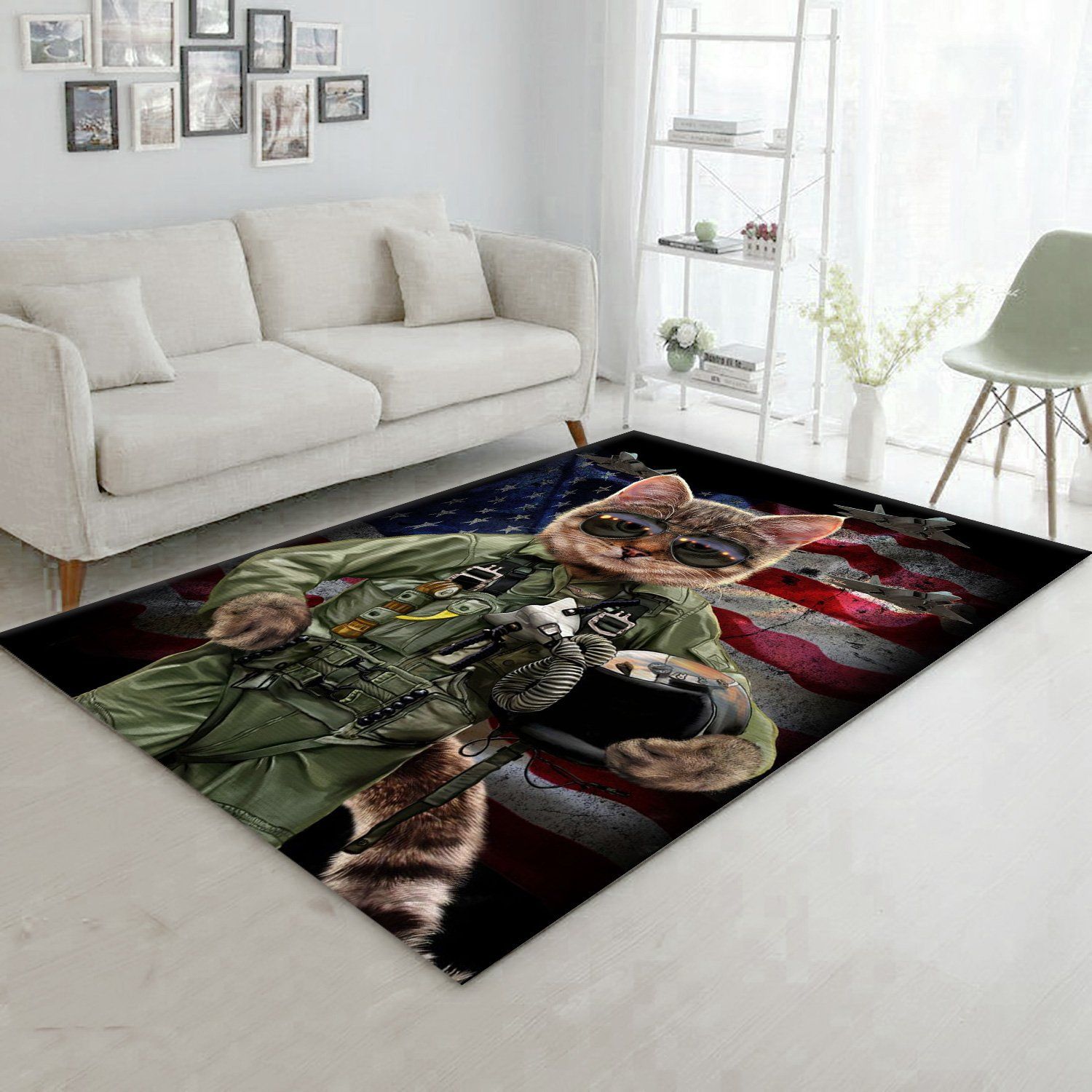 Cat Pilot In The Air Force Area Rug Kitchen Rug US Gift Decor