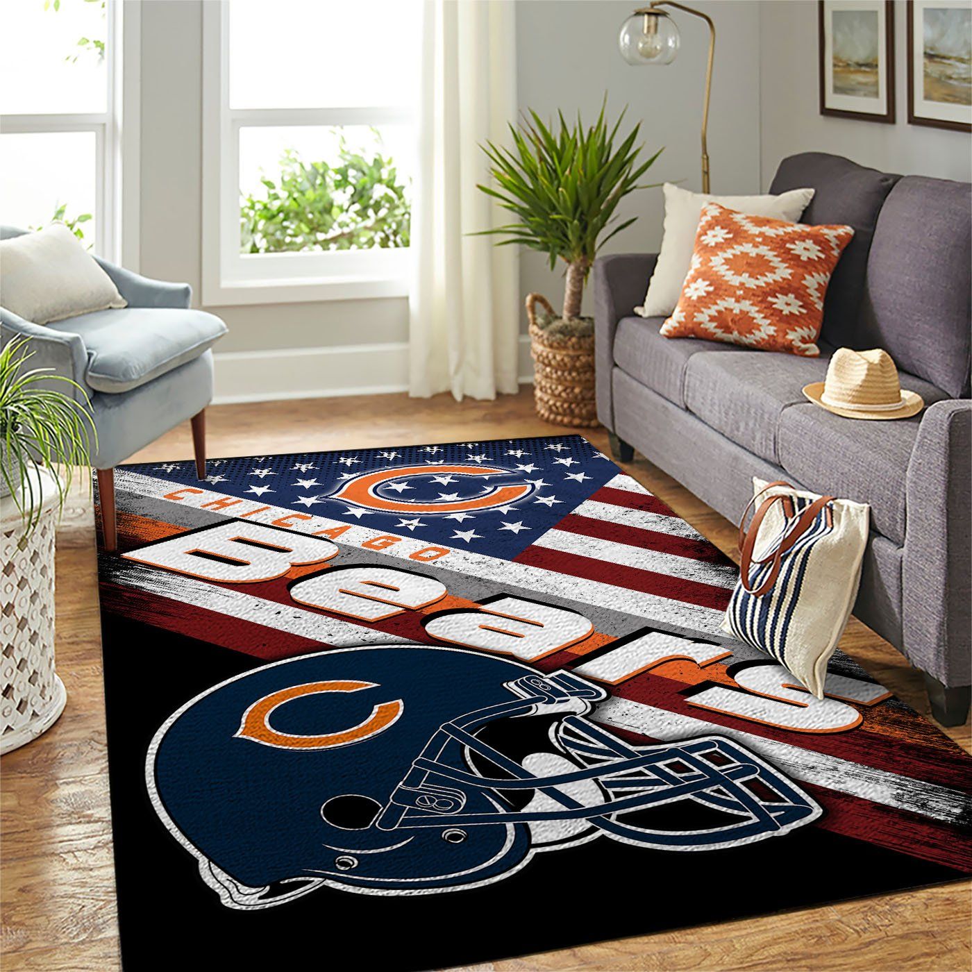 Area Rug with Chicago Bears sports team logo!