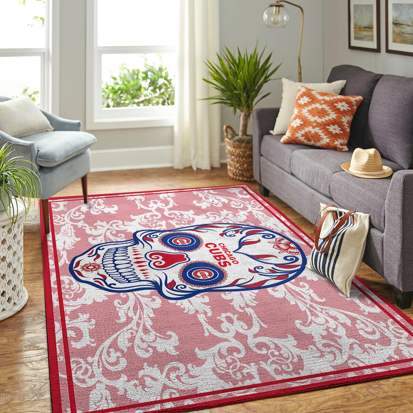 Chicago Cubs Mlb Team Logo Skull Style Nice Gift Home Decor Rectangle Area Rug