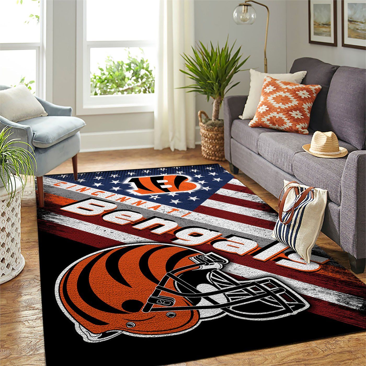 Cincinnati Bengals NFL Team Logos Area Rug Living room and bedroom Rug  Family Gift US Decor