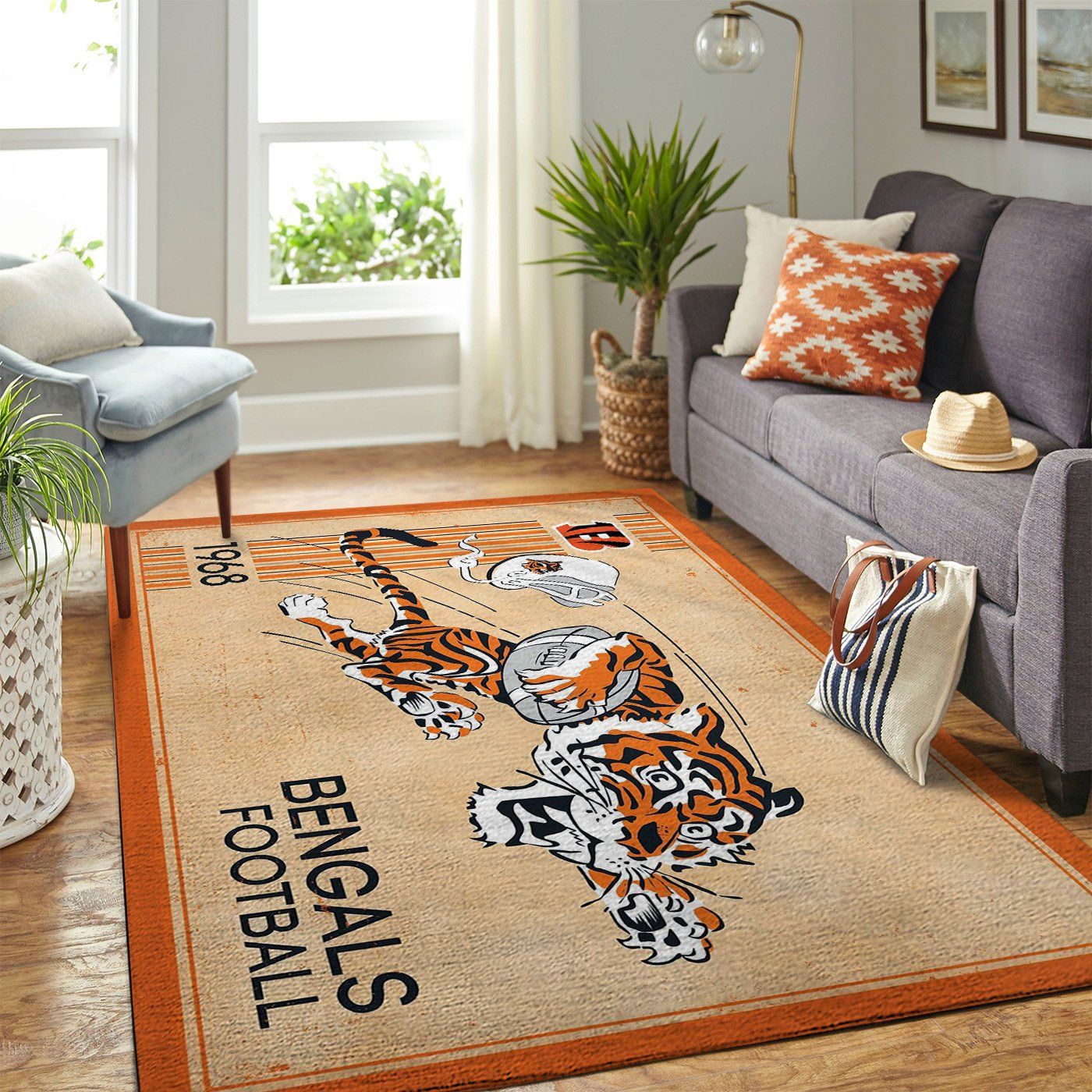 Cincinnati Bengals Nfl Team Logo Retro Style Nice Gift Home Decor Rectangle Area Rug