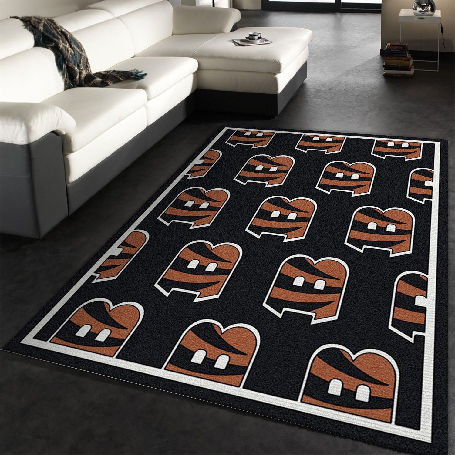 NFL Team Repeat Rug - Cincinnati Bengals (Black Background), 3'10x5'4 -  Cincinnati Bengals (Black Background) | NFL Team Repeat Rug