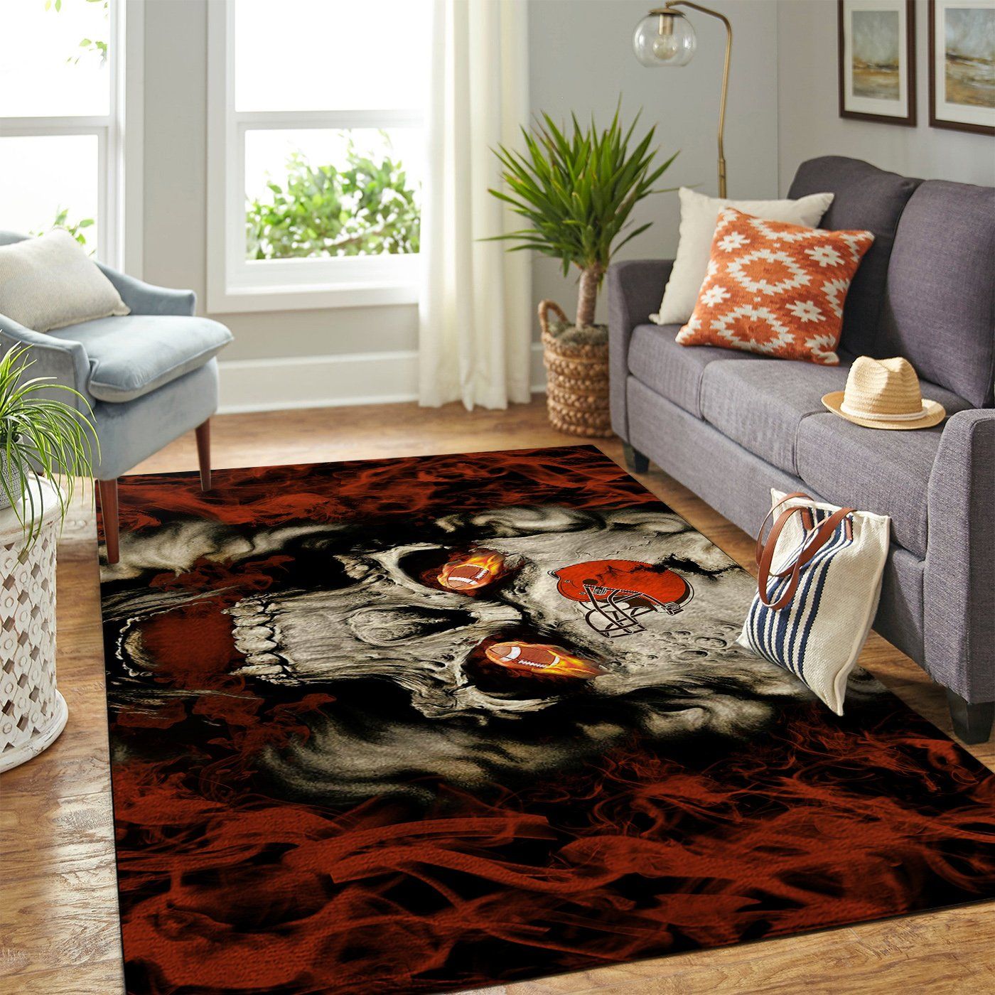 Cleveland Browns Brown Logo NFL Area Rug Carpet, Living Room Rug