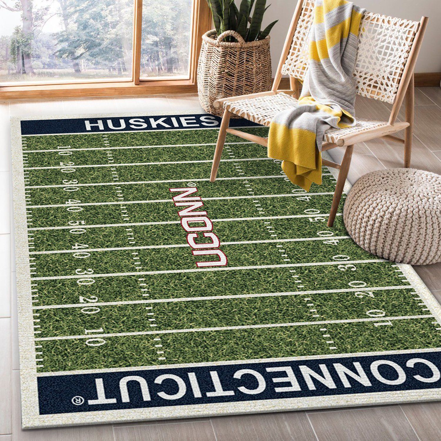 College Connecticut NFL Team Logo Area Rug, Living Room Rug, Family Gift US Decor