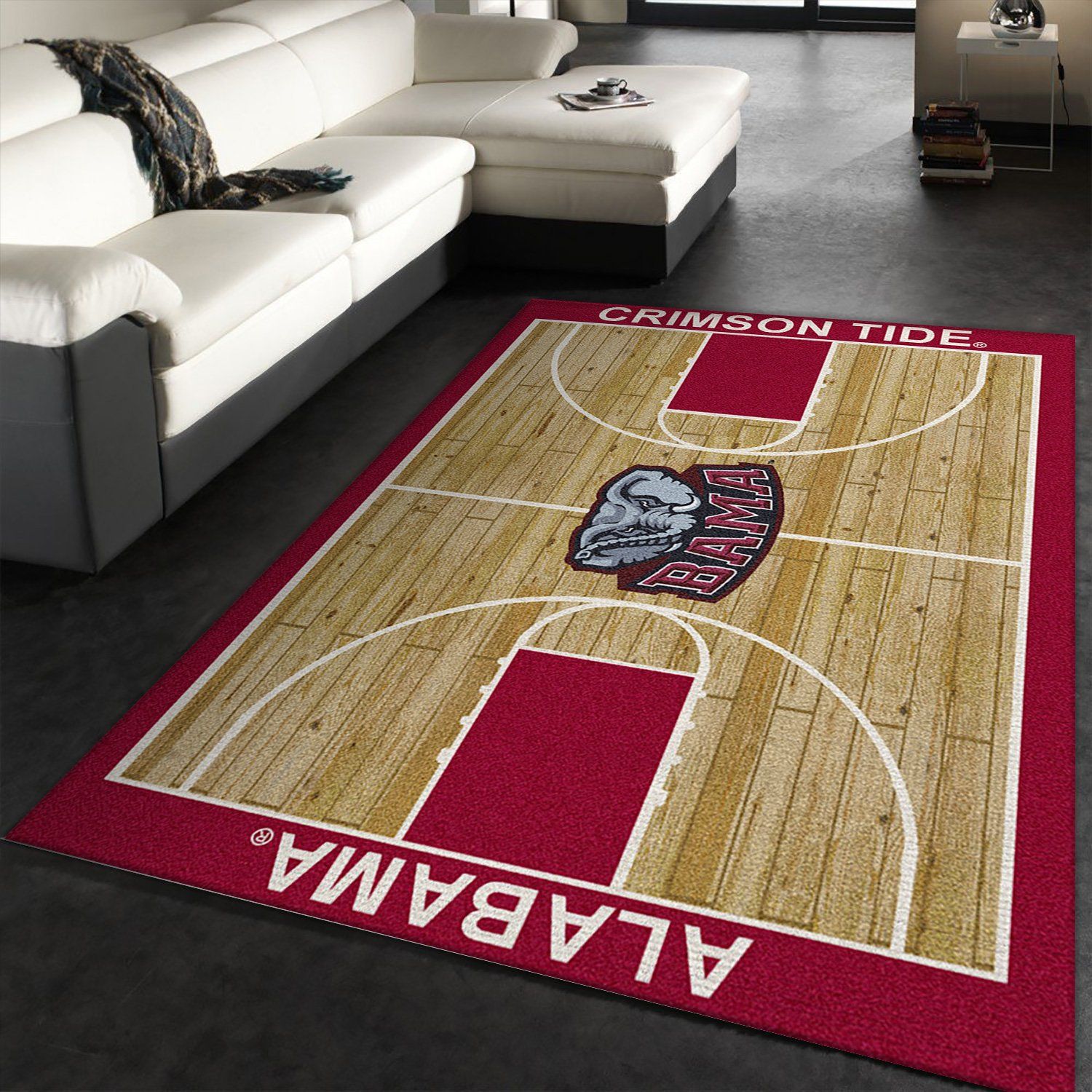 College Home Court Alabama Basketball Team Logo Area Rug, Bedroom Rug, Floor Decor Home Decor