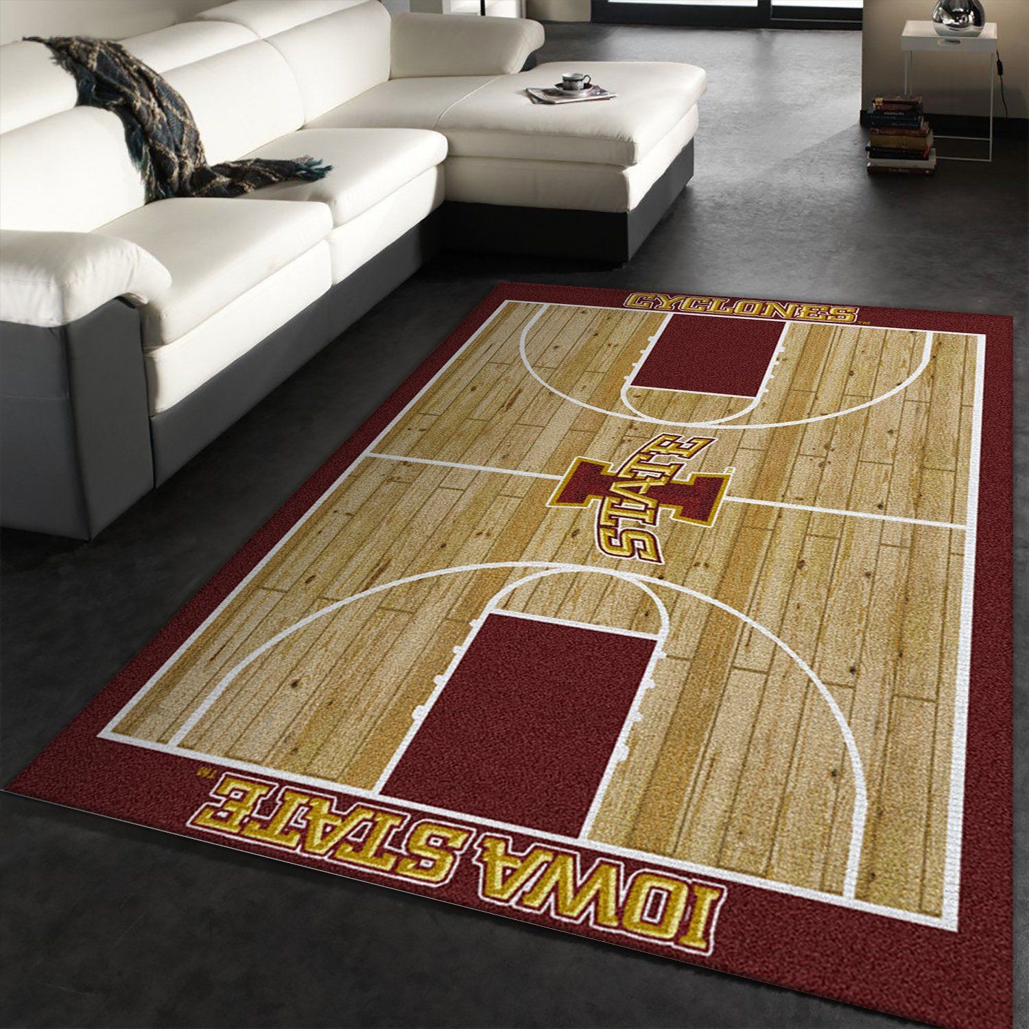 College Home Court Iowa State Basketball Team Logo Area Rug, Kitchen Rug, Christmas Gift US Decor