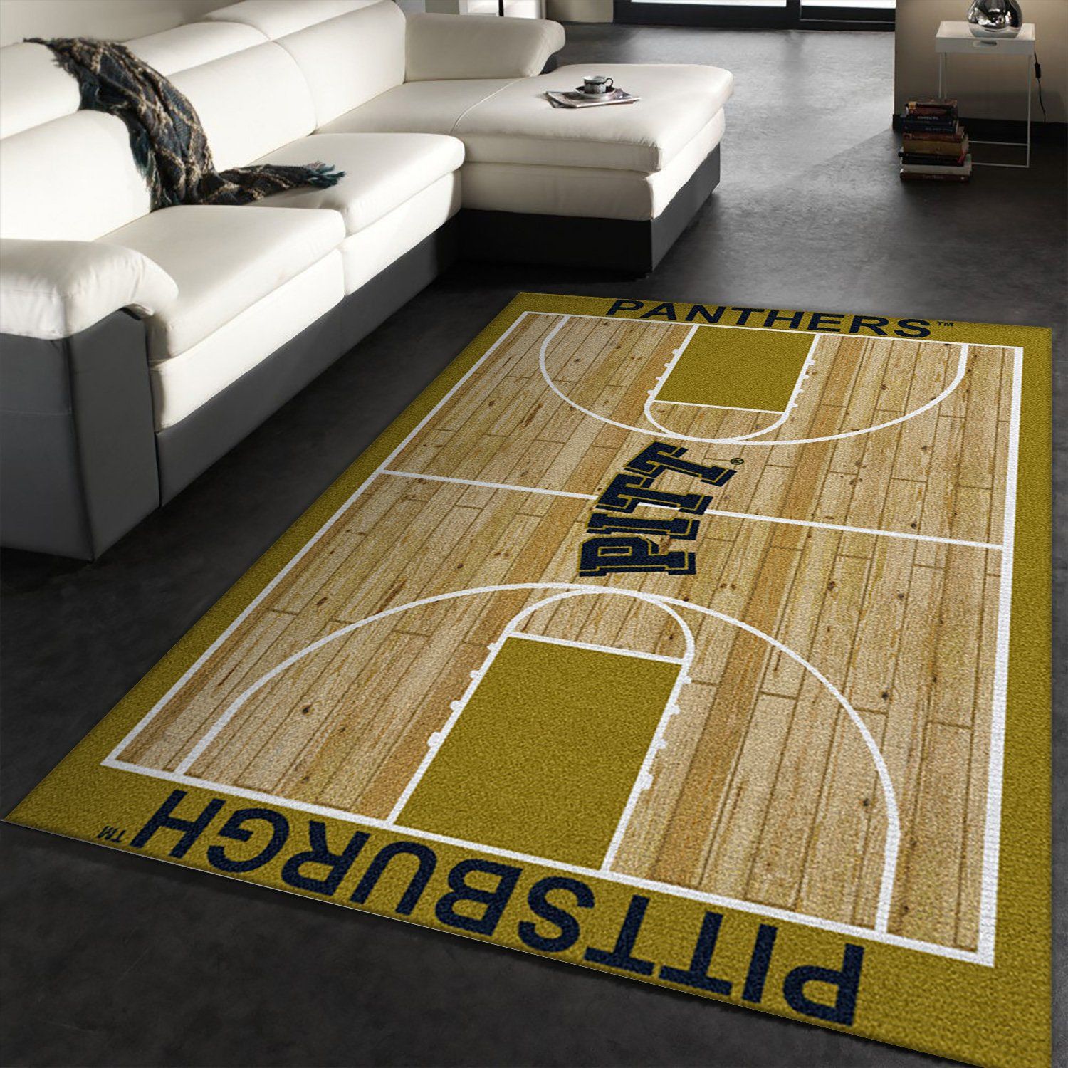 College Home Court Pittsburgh Basketball Team Logo Area Rug, Bedroom Rug, Christmas Gift US Decor