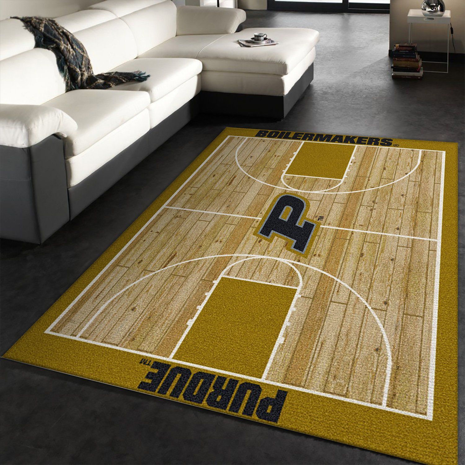 College Home Court Purdue Basketball Team Logo Area Rug, Kitchen Rug, US Gift Decor