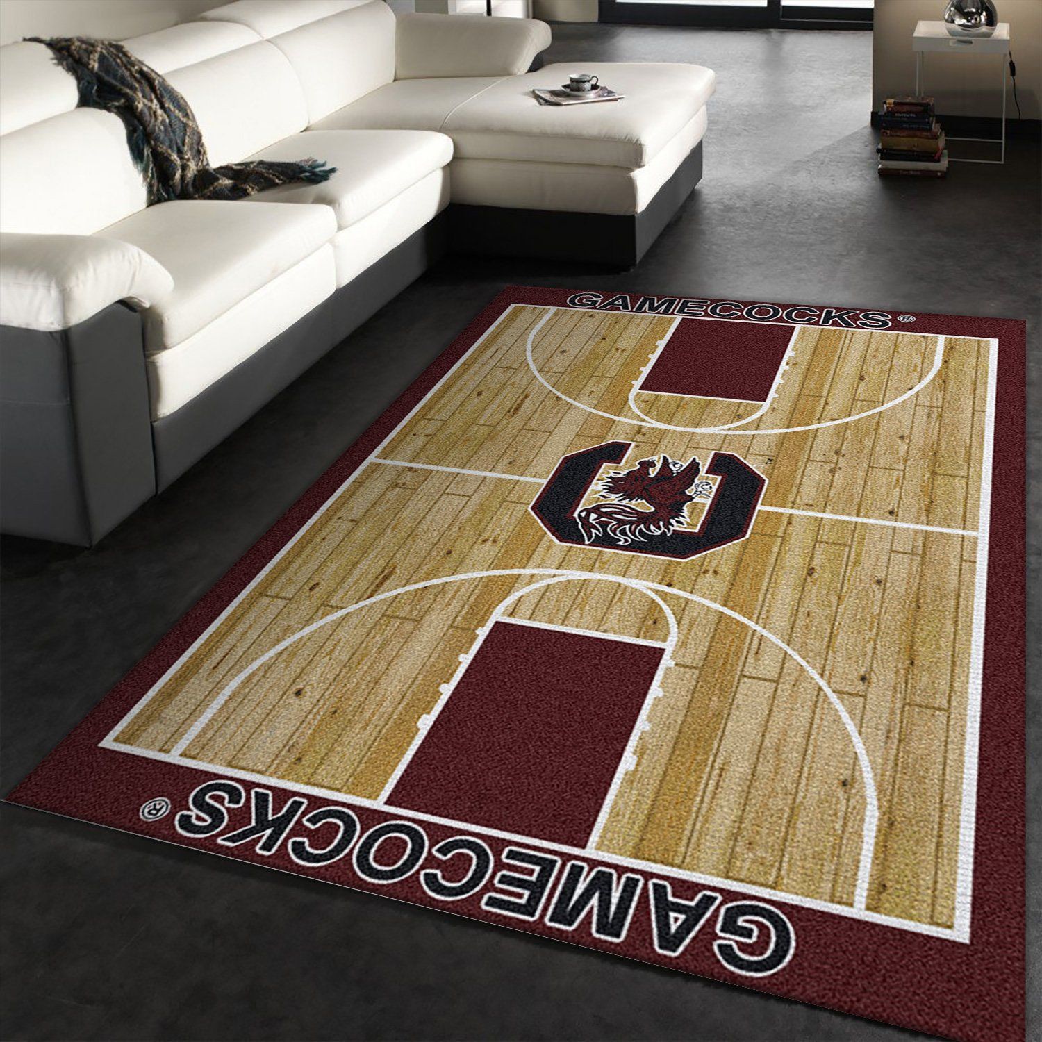 College Home Court South Carolina Basketball Team Logo Area Rug, Living Room Rug, Home US Decor