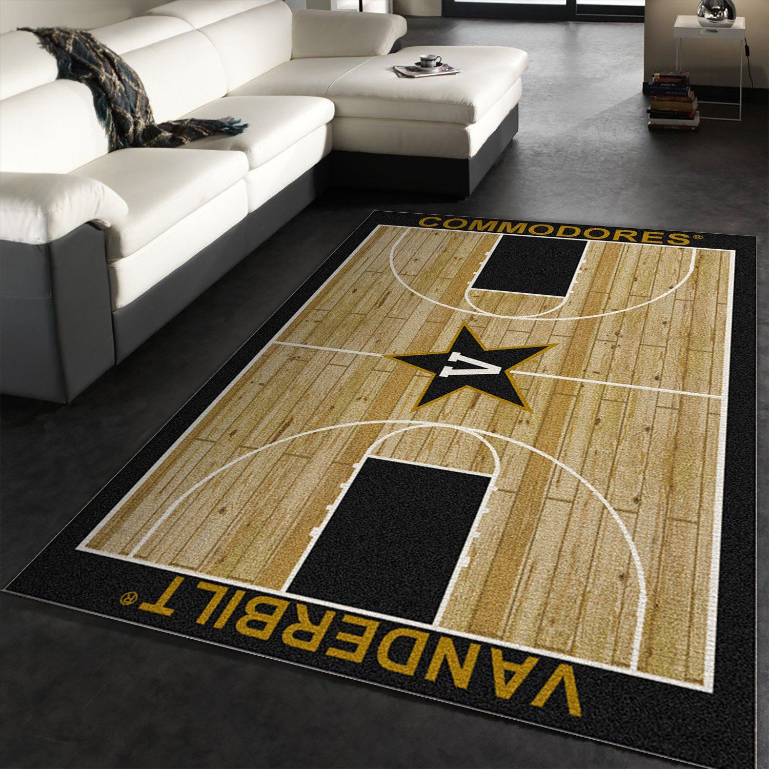 College Home Court Vanderbilt Basketball Team Logo Area Rug, Kitchen Rug, Floor Decor Home Decor