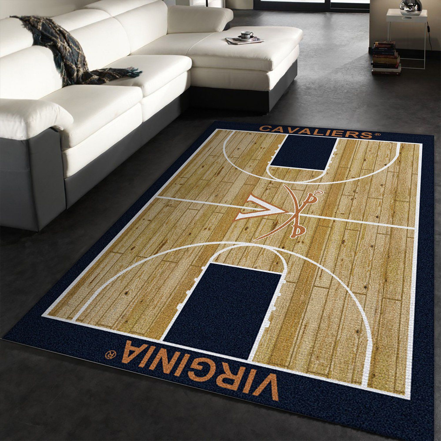 College Home Court Virginia Basketball Team Logo Area Rug, Bedroom Rug, Home US Decor