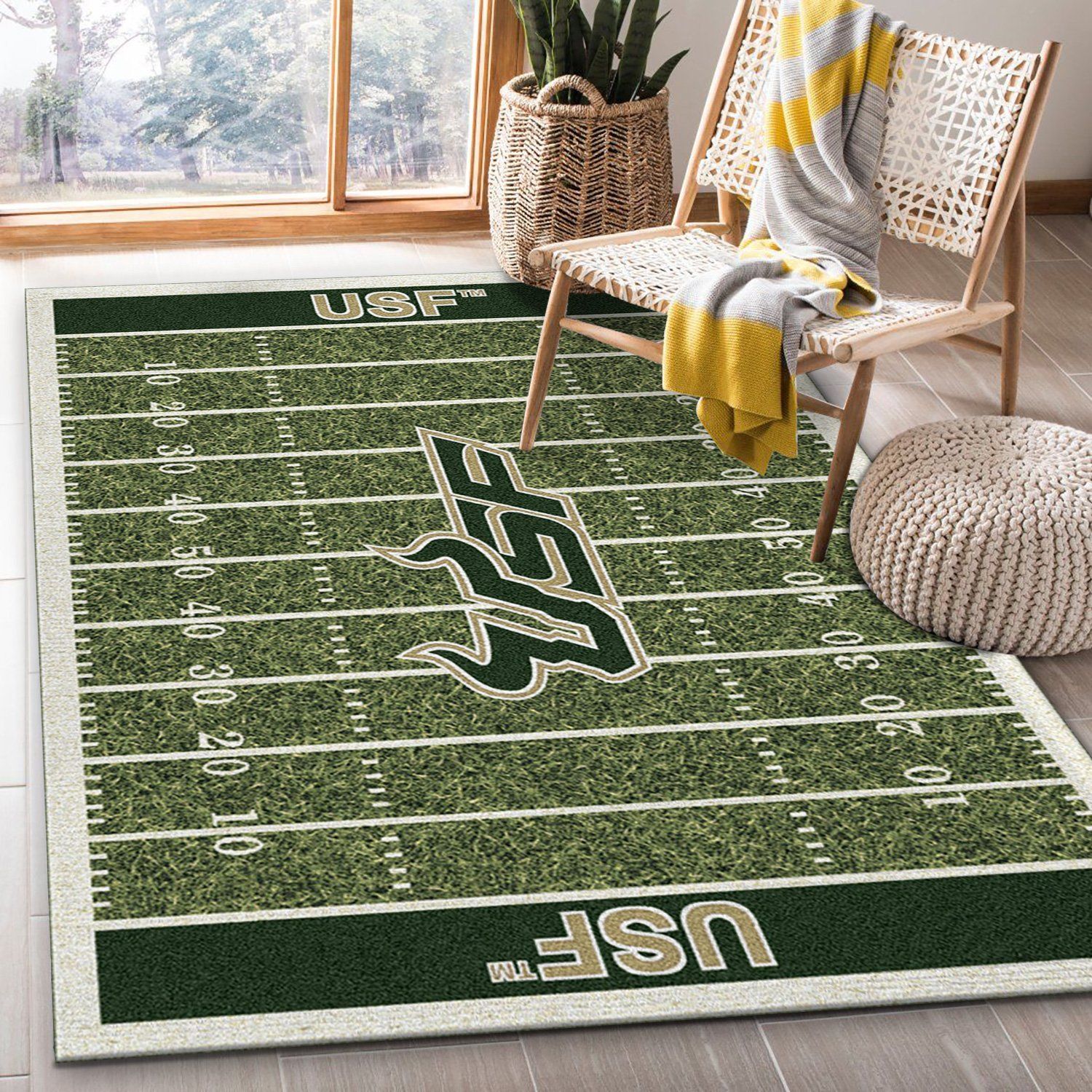 College South Florida NFL Team Logo Area Rug, Bedroom Rug, Christmas Gift US Decor