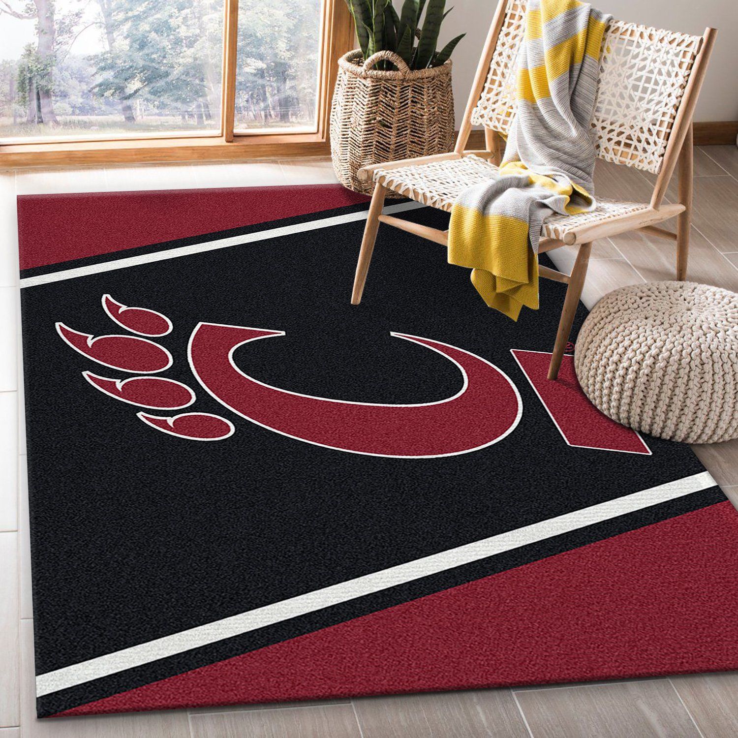 College Spirit Cincinnati Sport Area Rug For Christmas Team Logo Floor Decor Home Decor