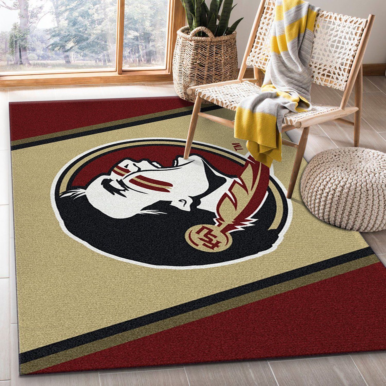 College Spirit Florida State Sport Area Rug Team Logo Family Gift US Decor