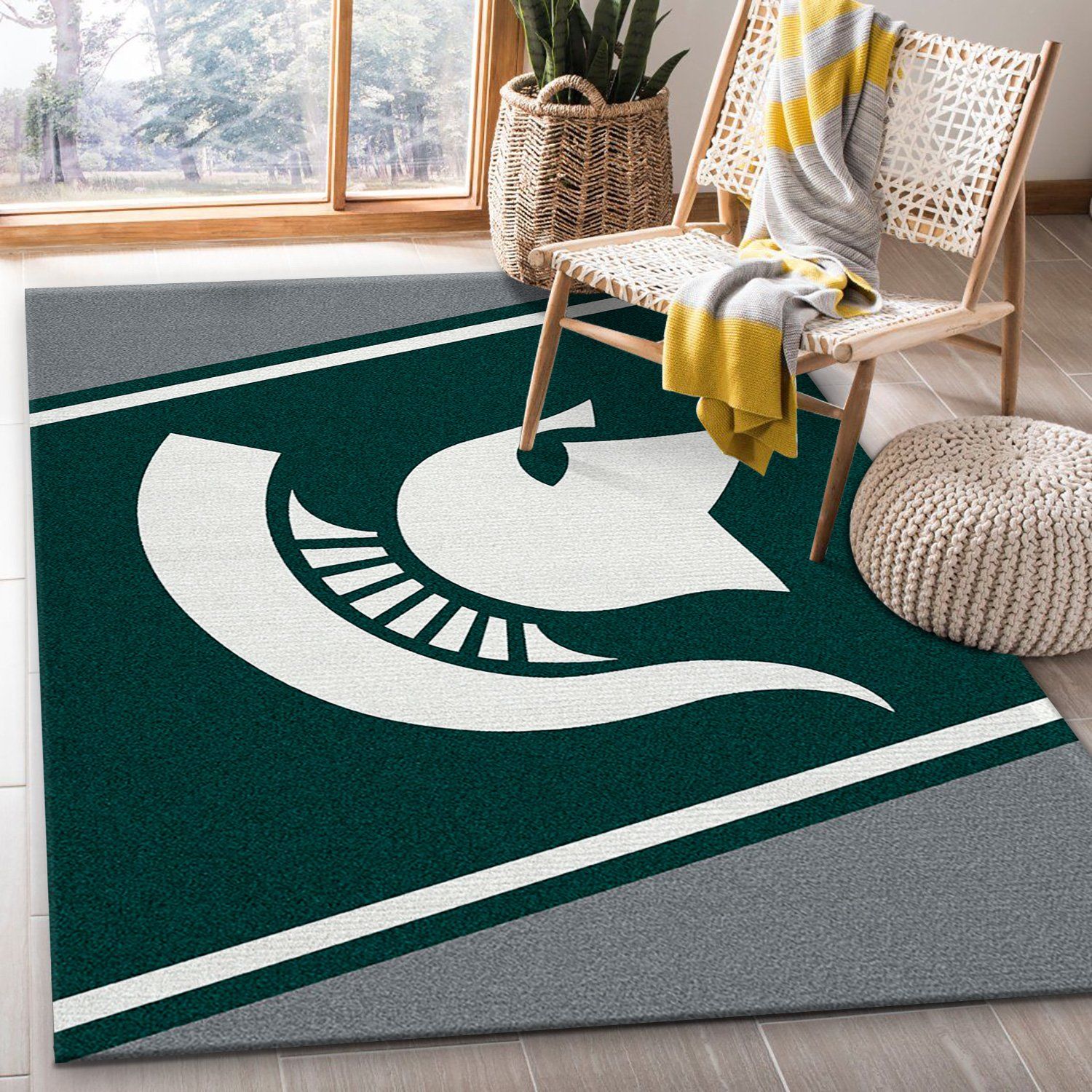 College Spirit Michigan State Sport Area Rug Carpet Team Logo Christmas Gift US Decor