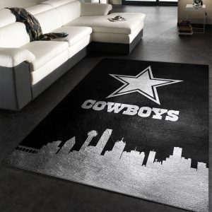 Dallas Cowboys NFL Team Logo Gray and Dark Blue Carpet Rug