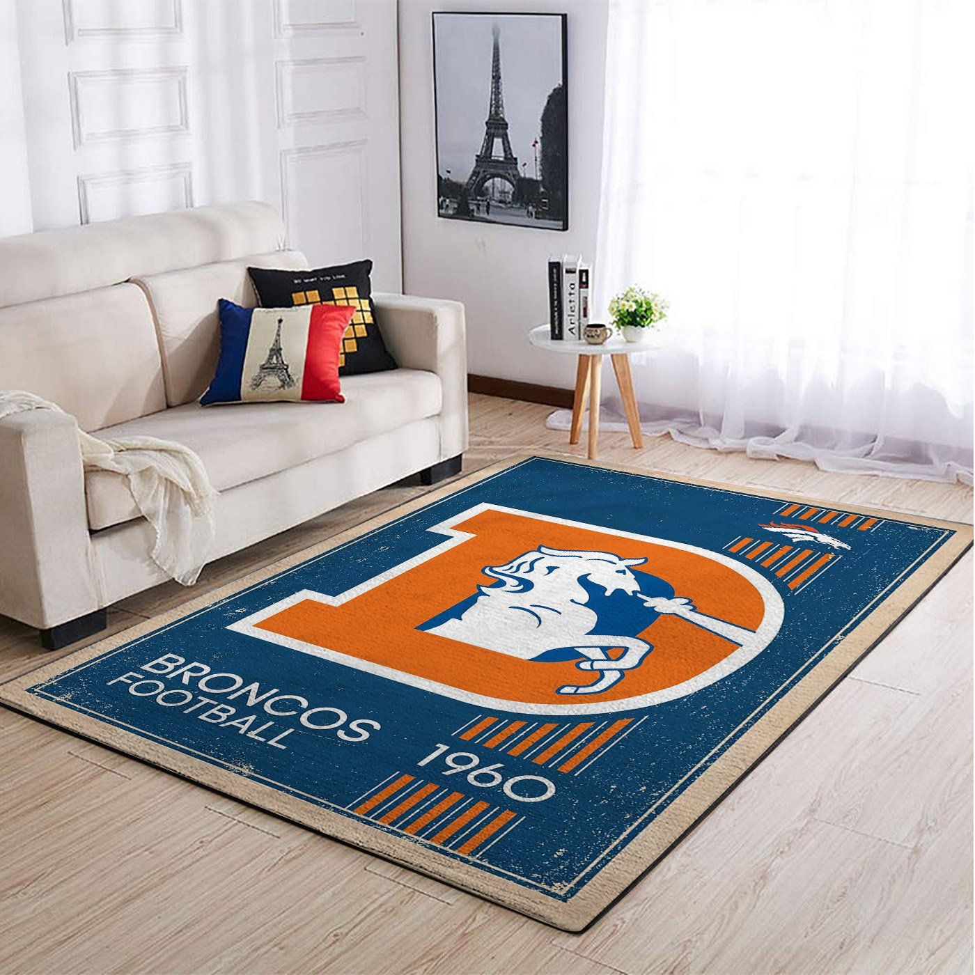 Officially Licensed NFL Denver Broncos Plush Rug w/Vintage Logo