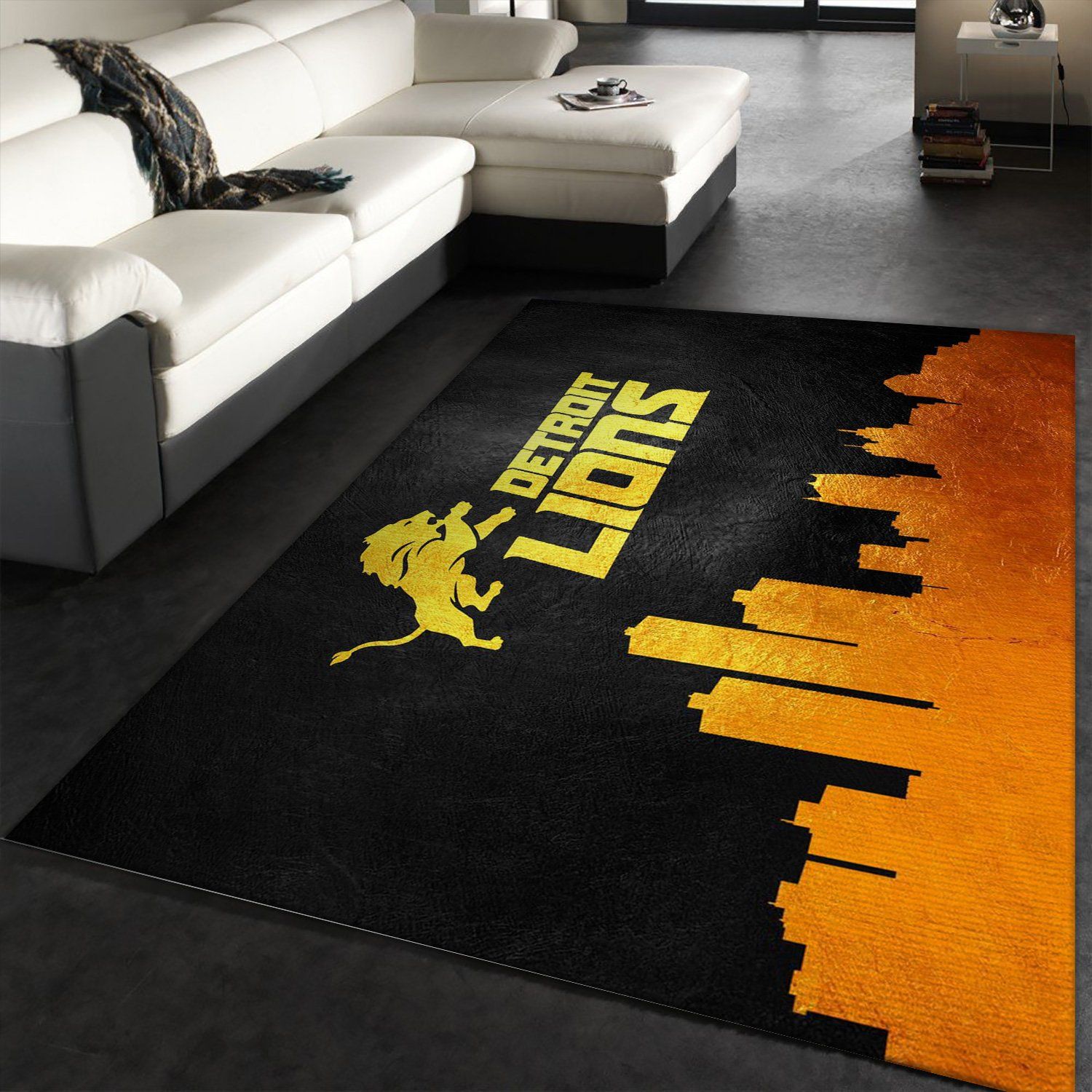 Detroit Lions Skyline Nfl Team Logos Living Room Carpet Rug Home