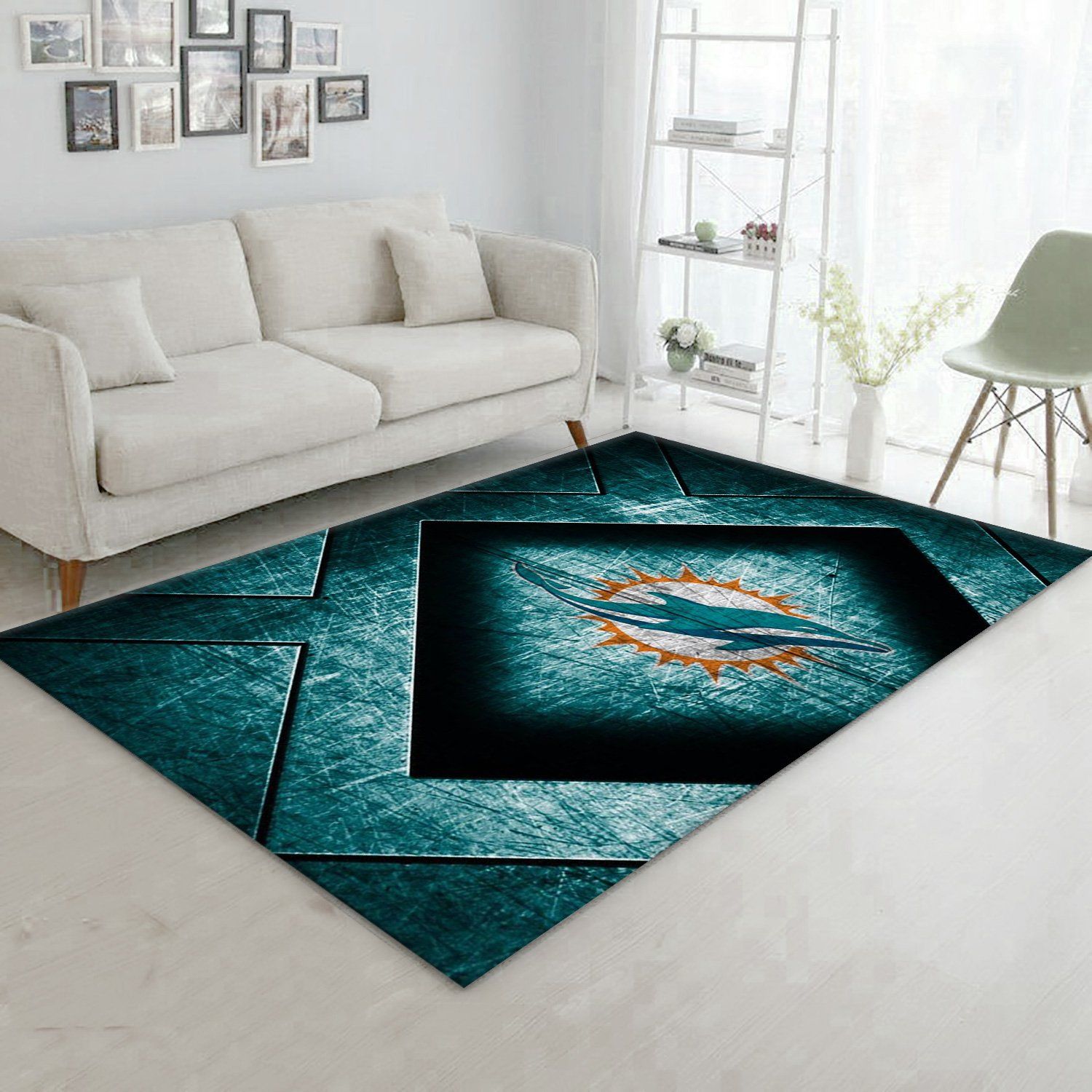 Miami Dolphins Galax NFL Christmas Gift Rug Living Room Rug Home Decor  Floor Decor