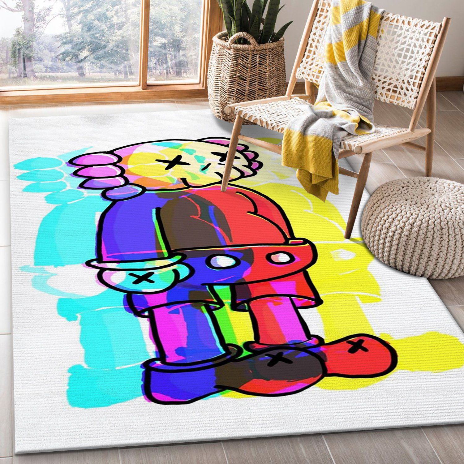 Kaws Small Lie Set Area Rug Living Room Rug US Gift Decor