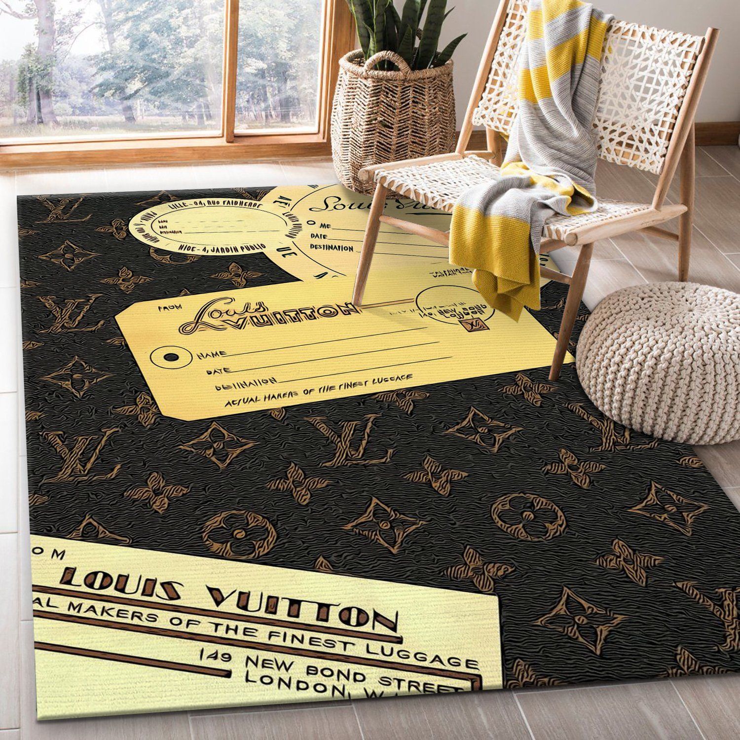 Louis Vuitton Brown Luxury Brand Fashion Round Rug Carpet Home Decor-105608, by Cootie Shop