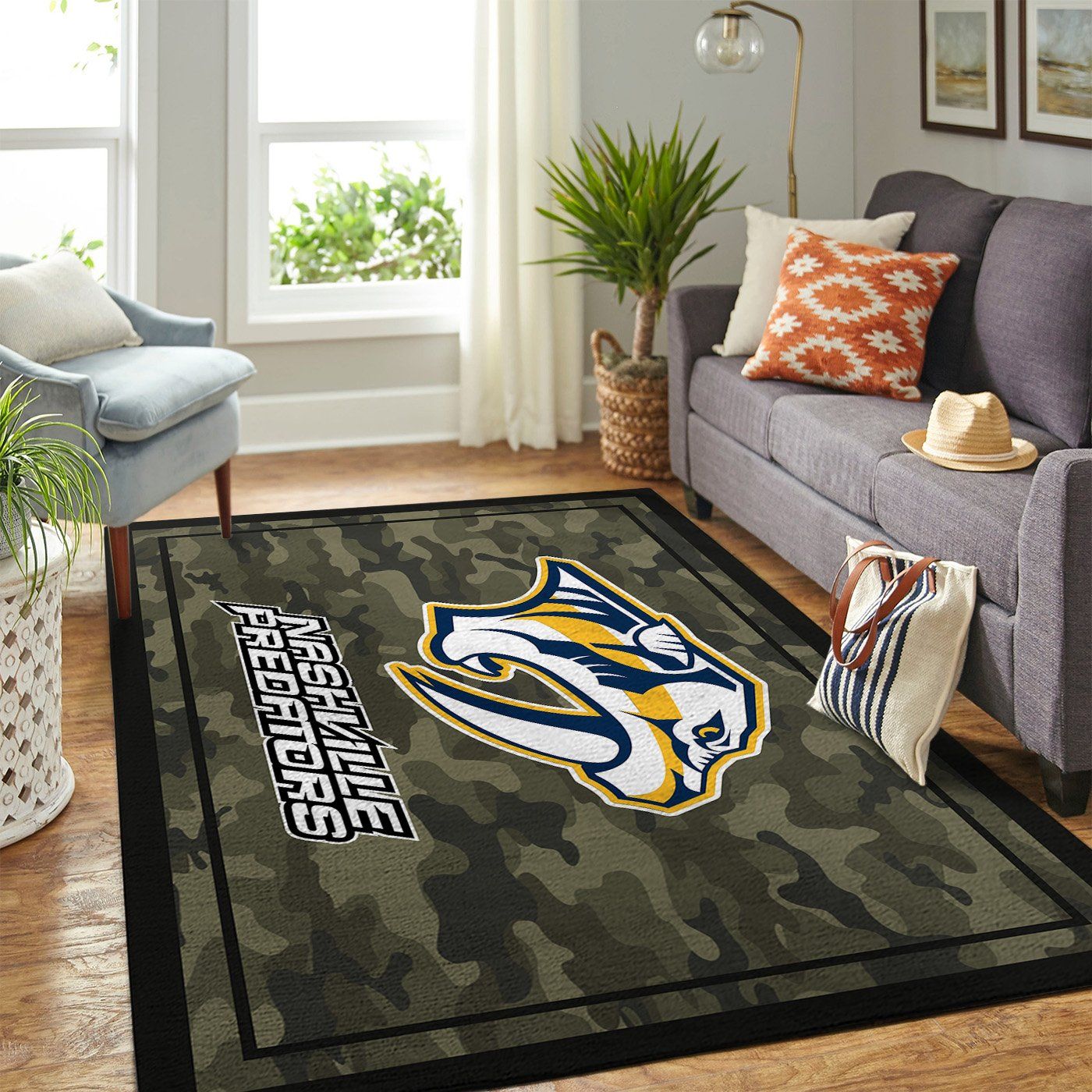 Nashville Predators Nhl Team Logo Camo Style Nice Gift Home Decor Area Rug Rugs For Living Room