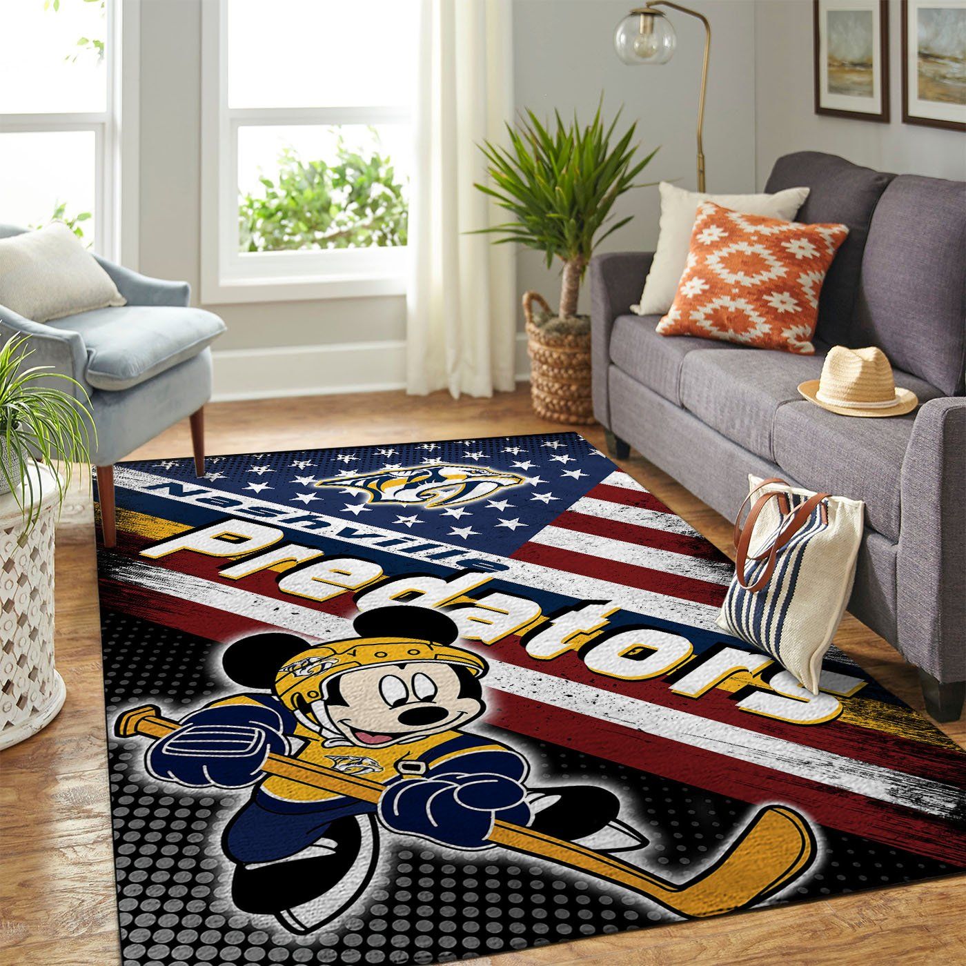 Nashville Predators Nhl Team Logo Mickey Us Style Nice Gift Home Decor Rectangle Area Rug