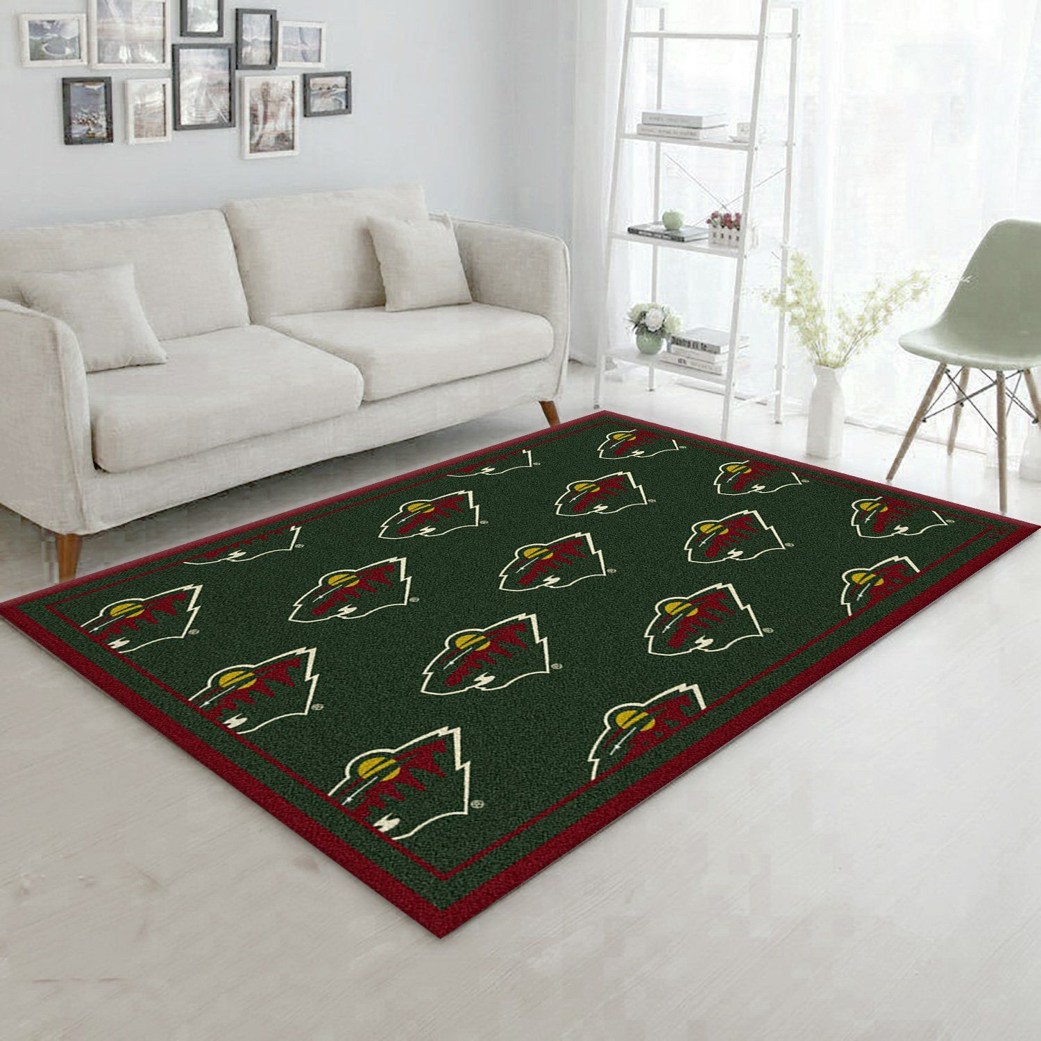 Nhl Repeat Minnesota Wild Area Rug For Christmas, Living Room Rug, Floor Decor Home Decor