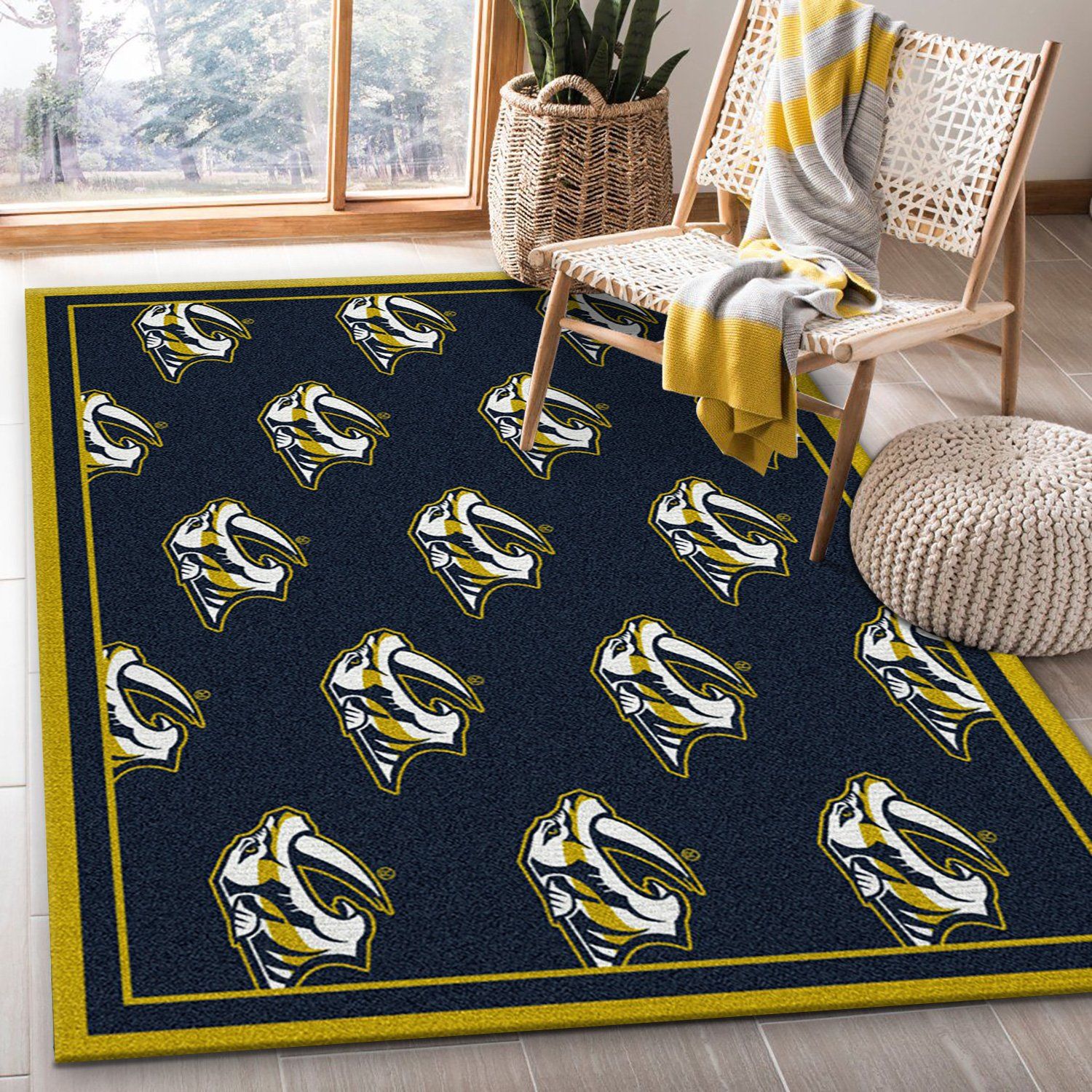 Nhl Repeat Nashville Predators Area Rug, Kitchen Rug, Floor Decor Home Decor